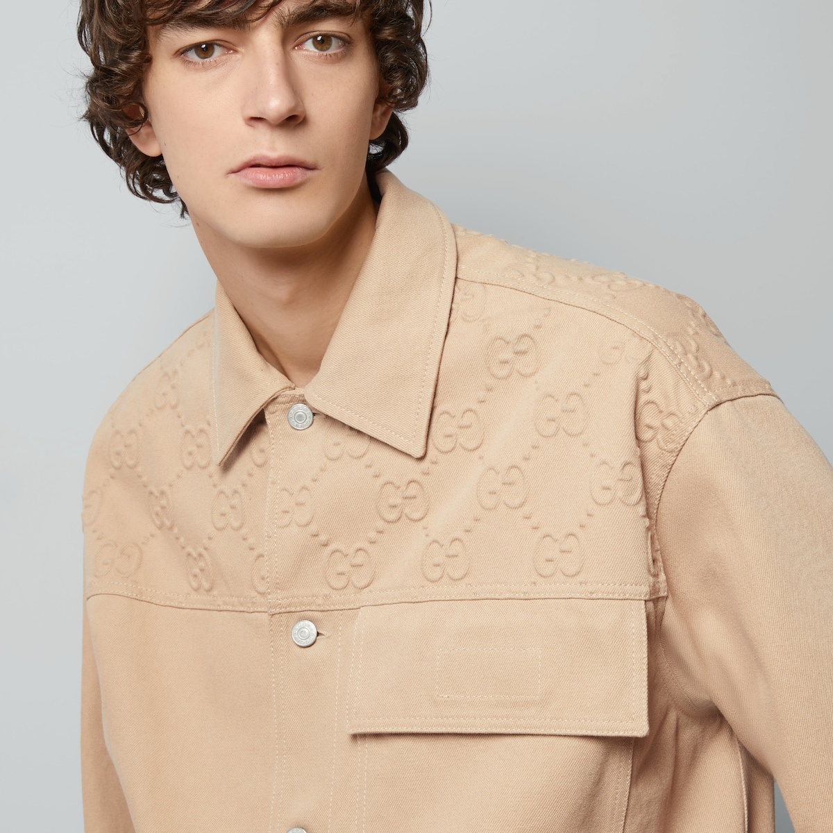 Organic denim jacket with GG detail - 3