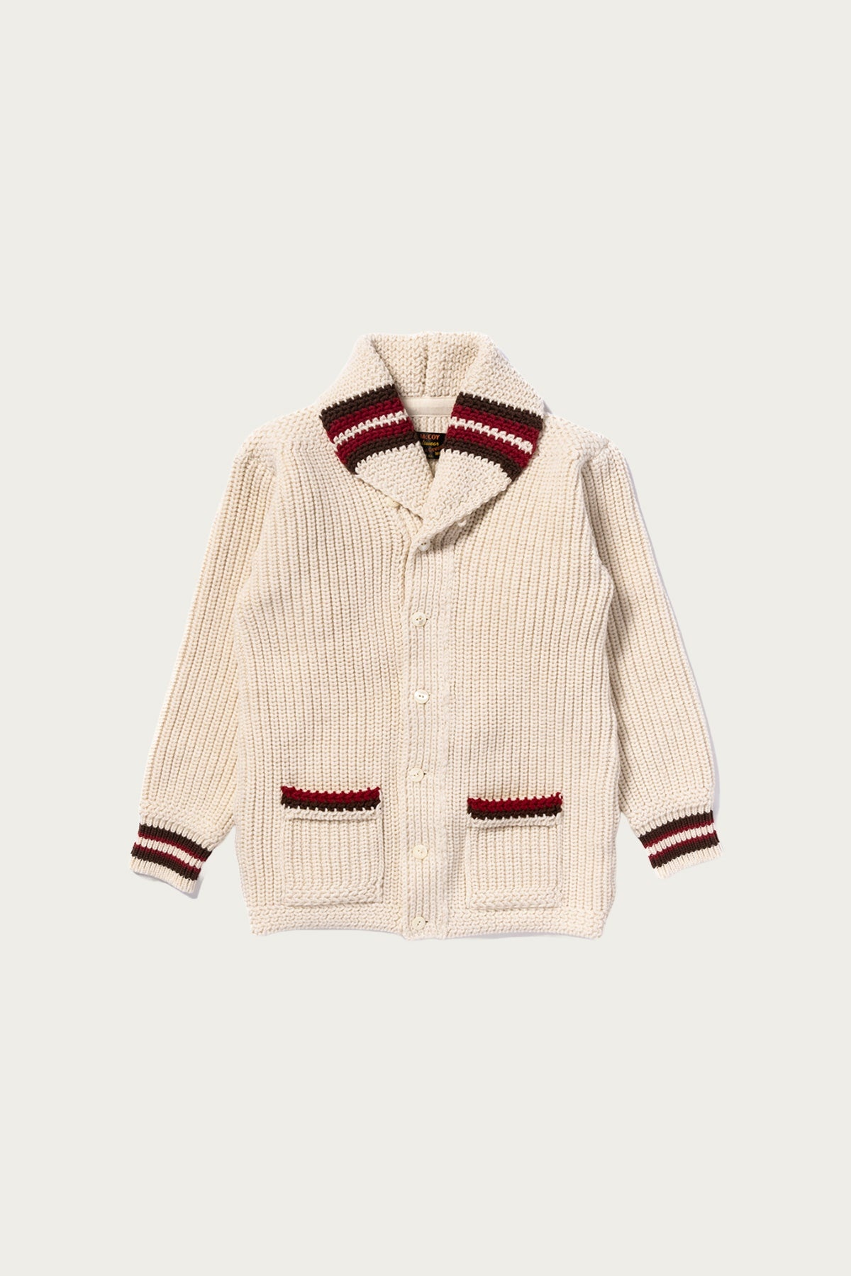 Striped Shawl Collar Cardigan - Ecru - 1