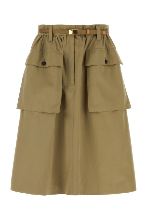 Prada Prada Woman Army Green Cotton Skirt | luosophy