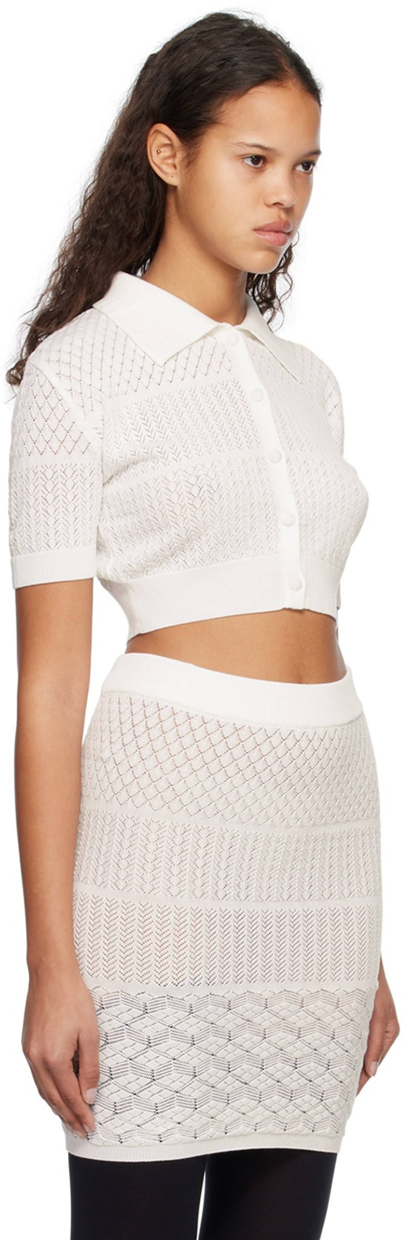 SYSTEM Off-White Cropped Cardigan outlook