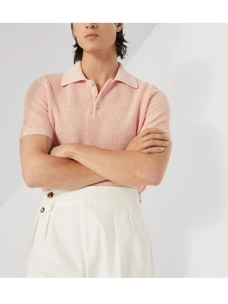 Brunello Cucinelli Ribbed-knit Polo Shirt outlook