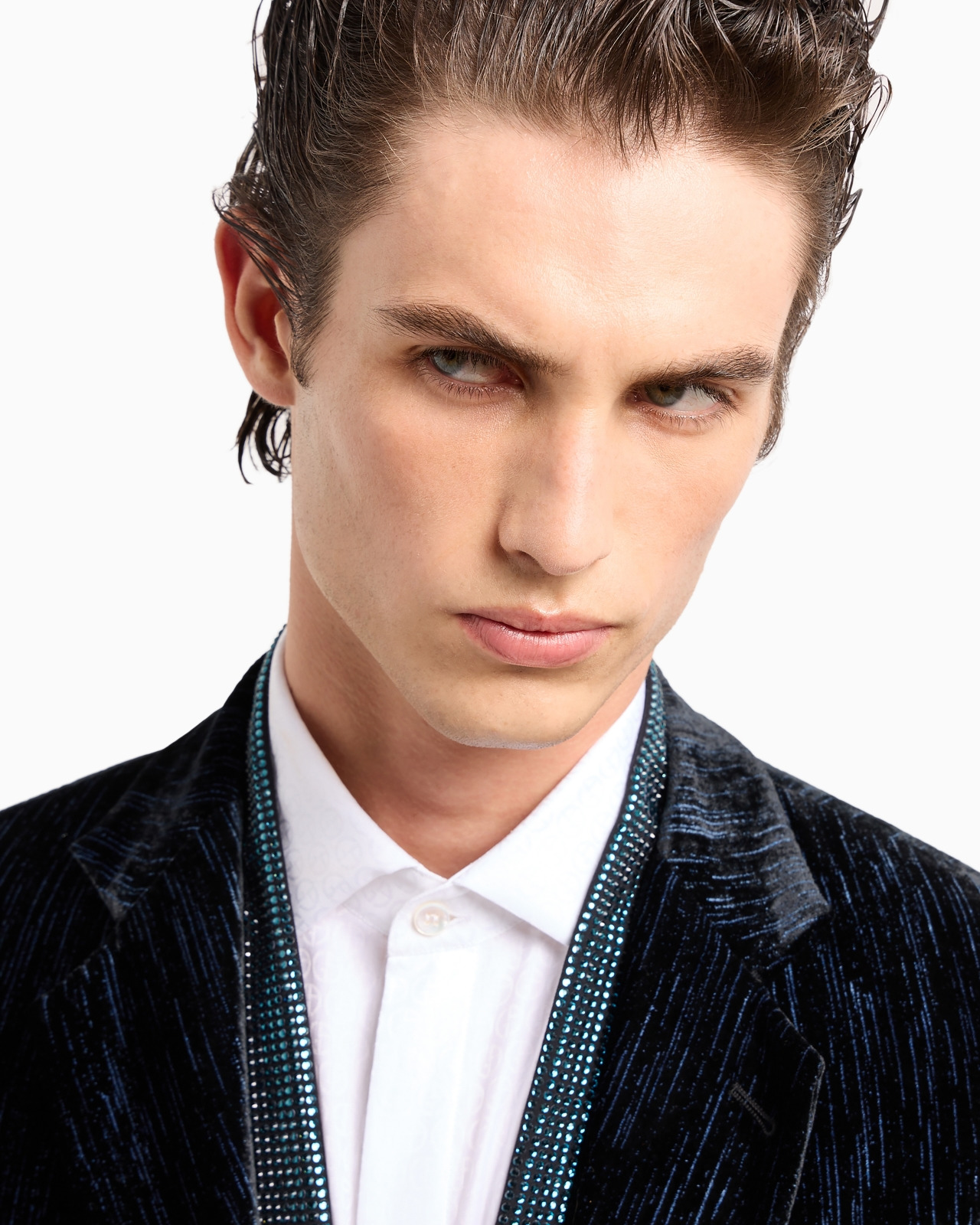 Soho line single-breasted tuxedo jacket in rhinestoned velvet - 5