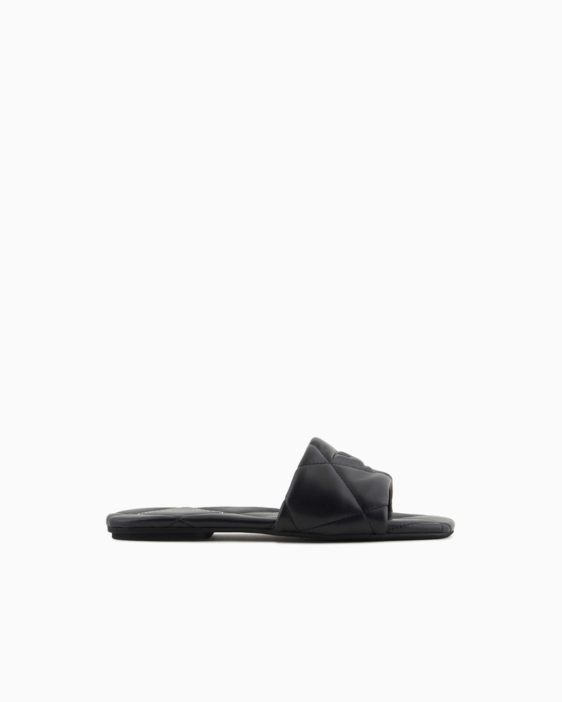 Quilted nappa-leather effect sandals with eagle 1