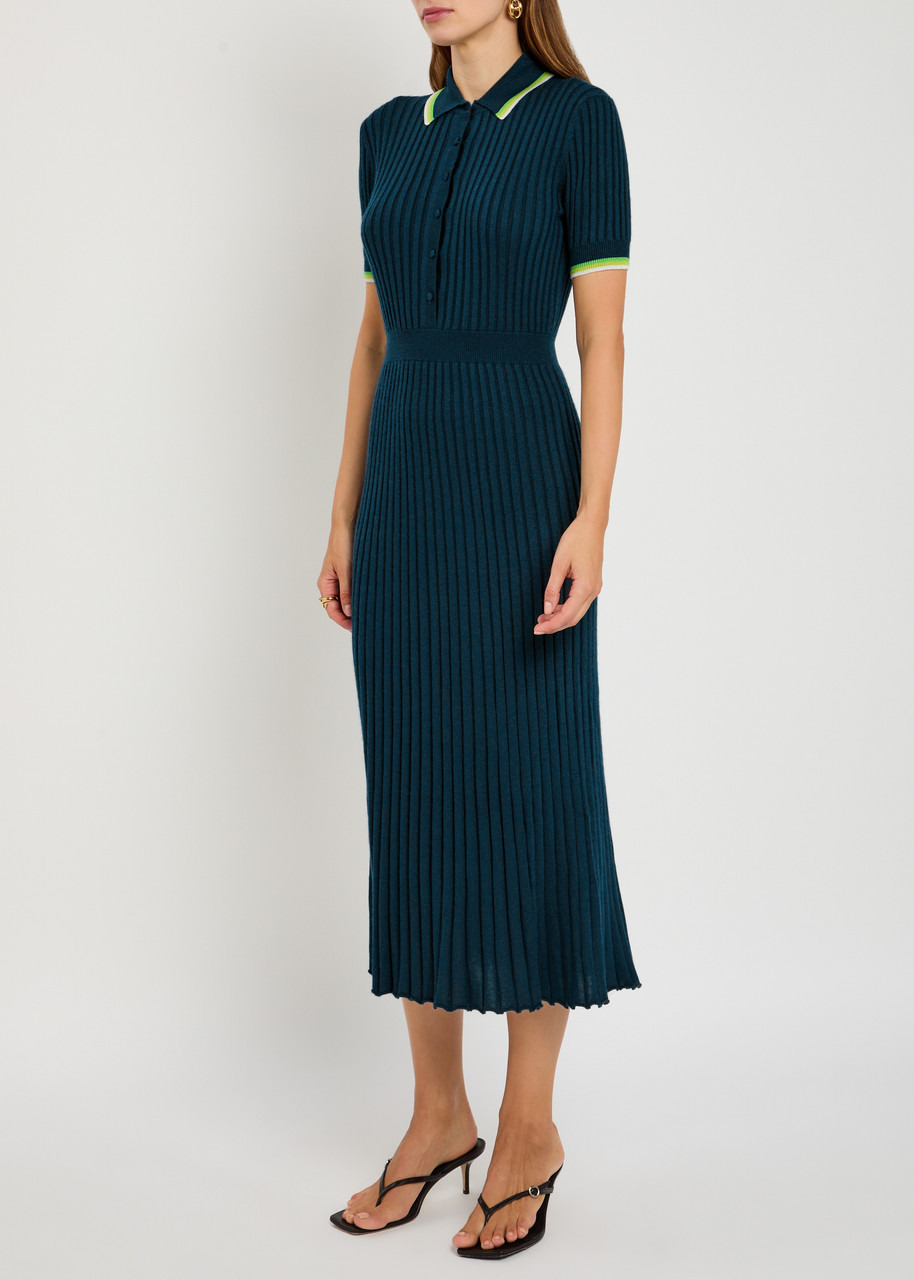 Gabriela Hearst Eyot Ribbed Silk and Cashmere-blend Midi Shirt Dress - 2