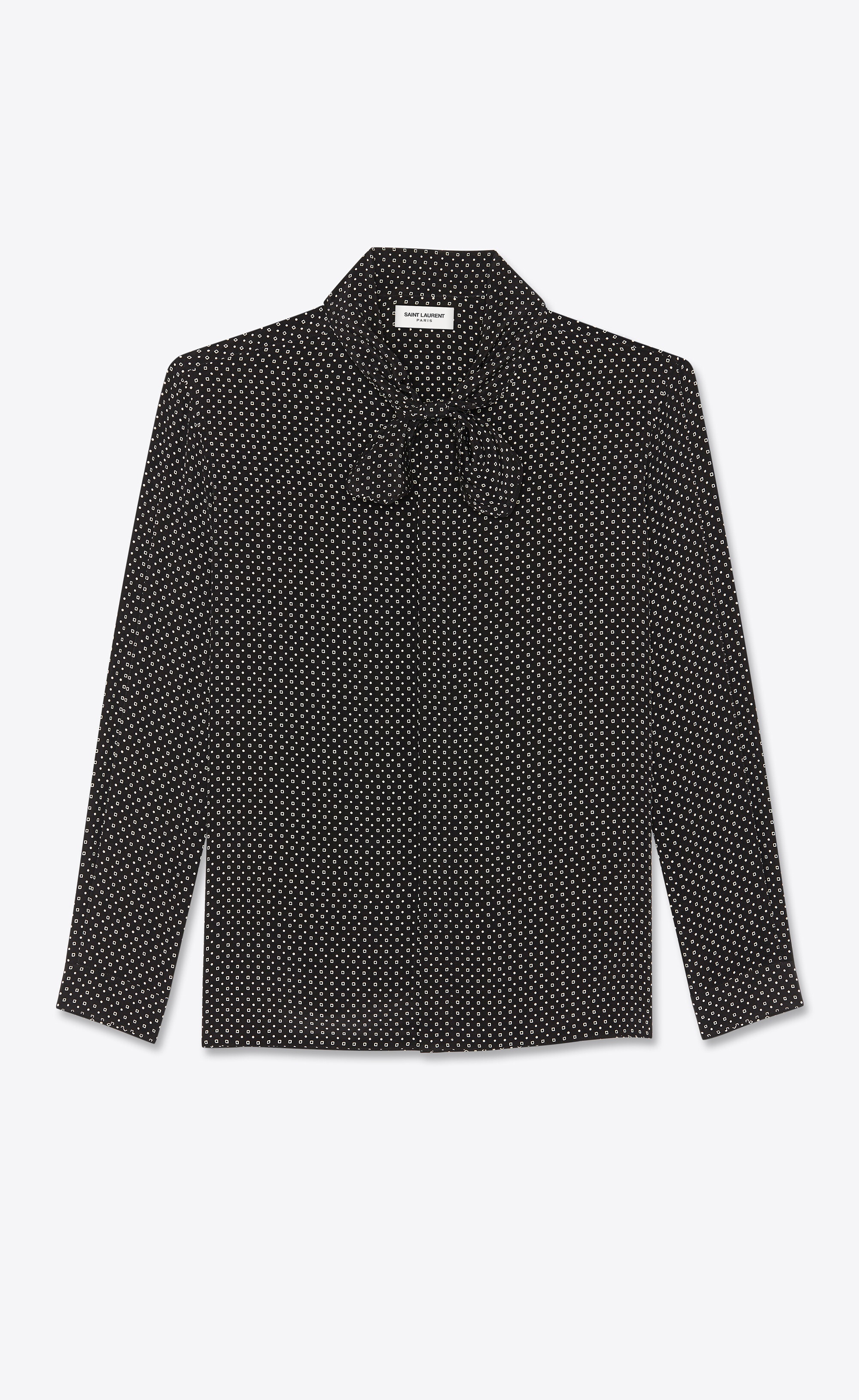 lavallière-neck shirt in geometric dotted silk crepe de chine - 1