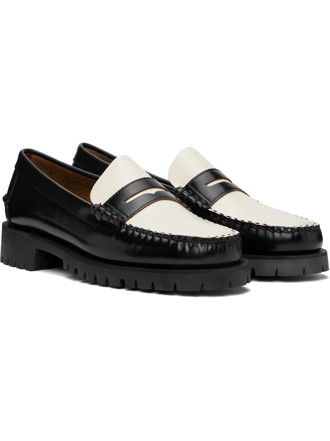 Black & White Dan Lug Loafers - 4