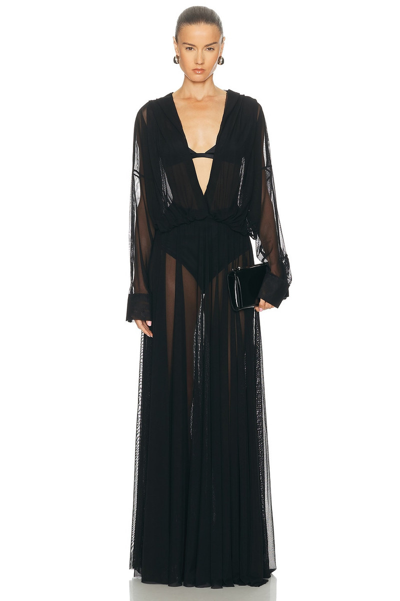 Hooded Super Oversized Boyfriend Shirt Flared Gown 1