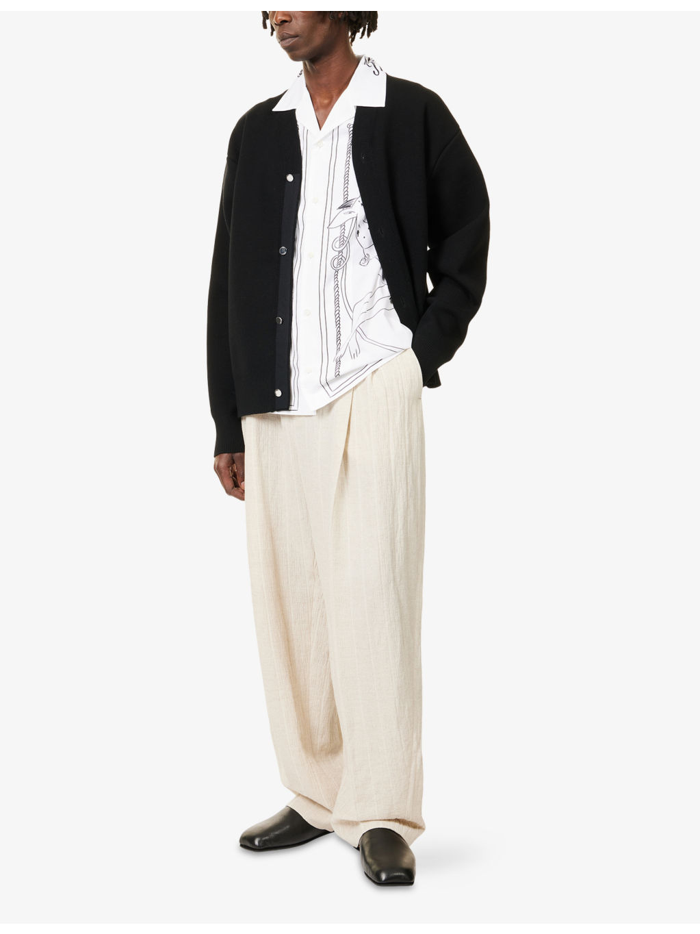 V-Neck Wool-Blend Cardigan - 2