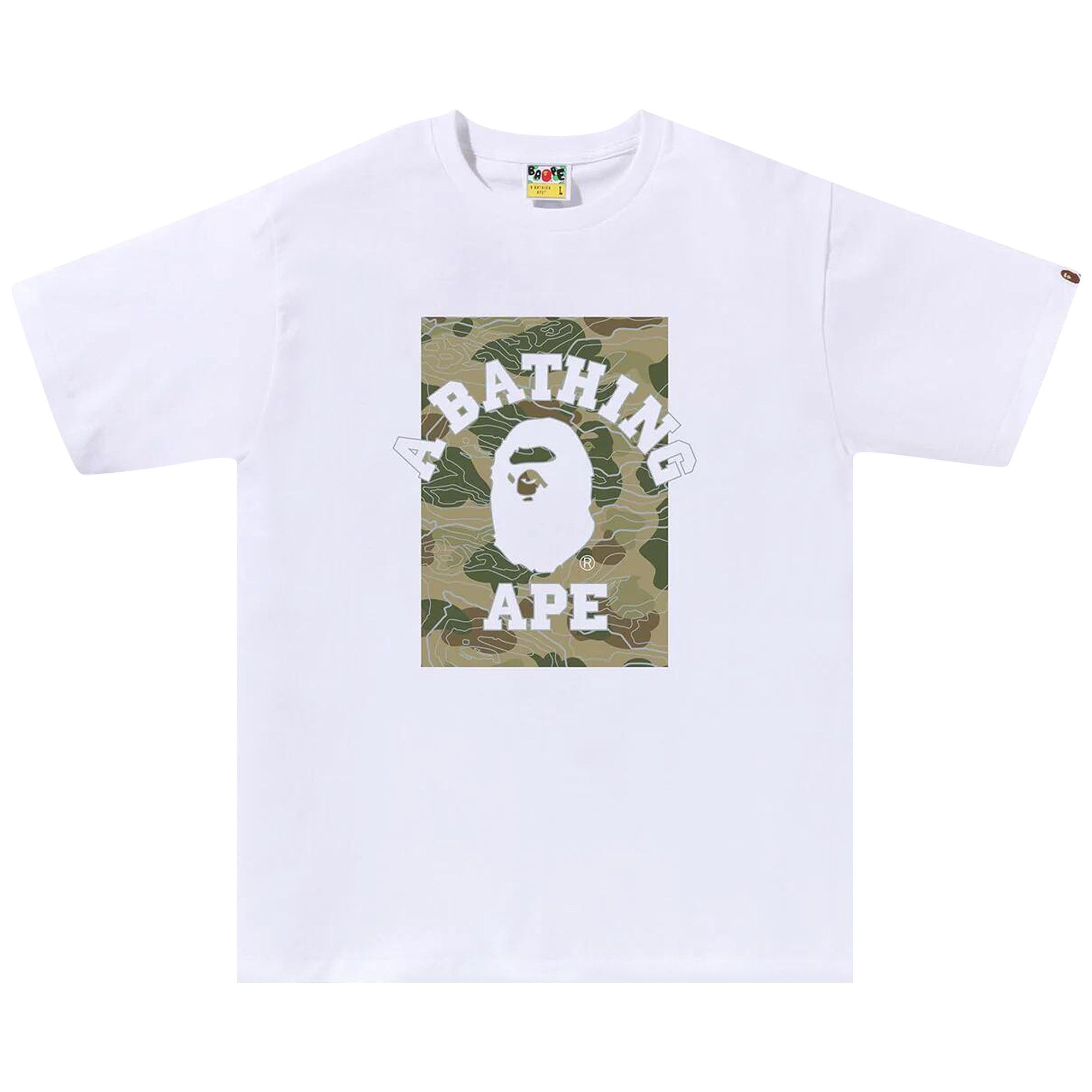 BAPE Layered Line Camo On College Tee 'White/Beige' - 1