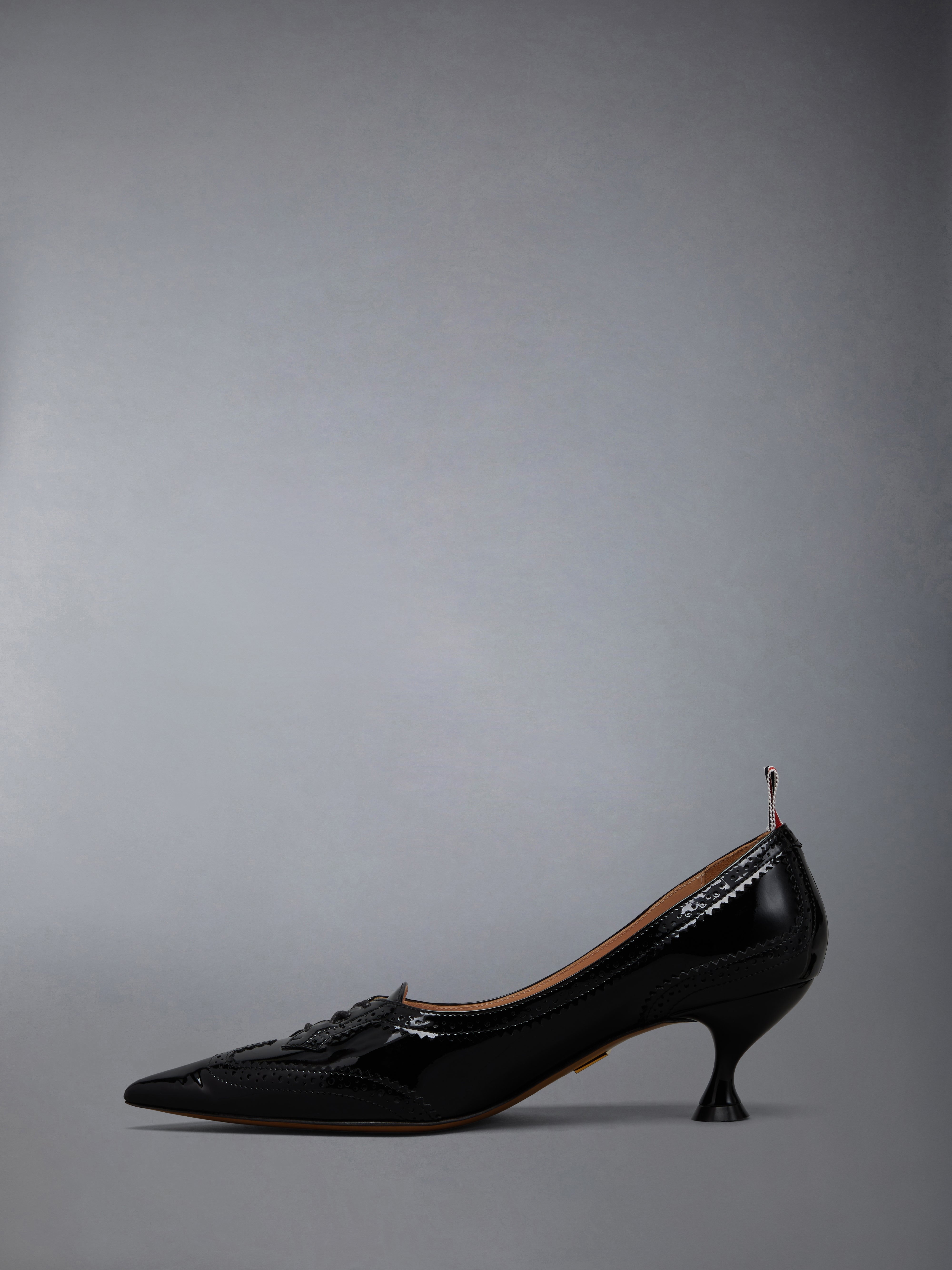 SOFT PATENT LEATHER WINGTIP 50MM CURVED HEEL PUMP - 3