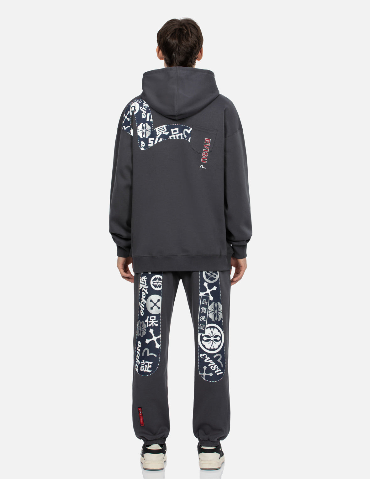 SEAGULL PRINT AND LOGO EMBROIDERY LOOSE FIT HOODIE - 5