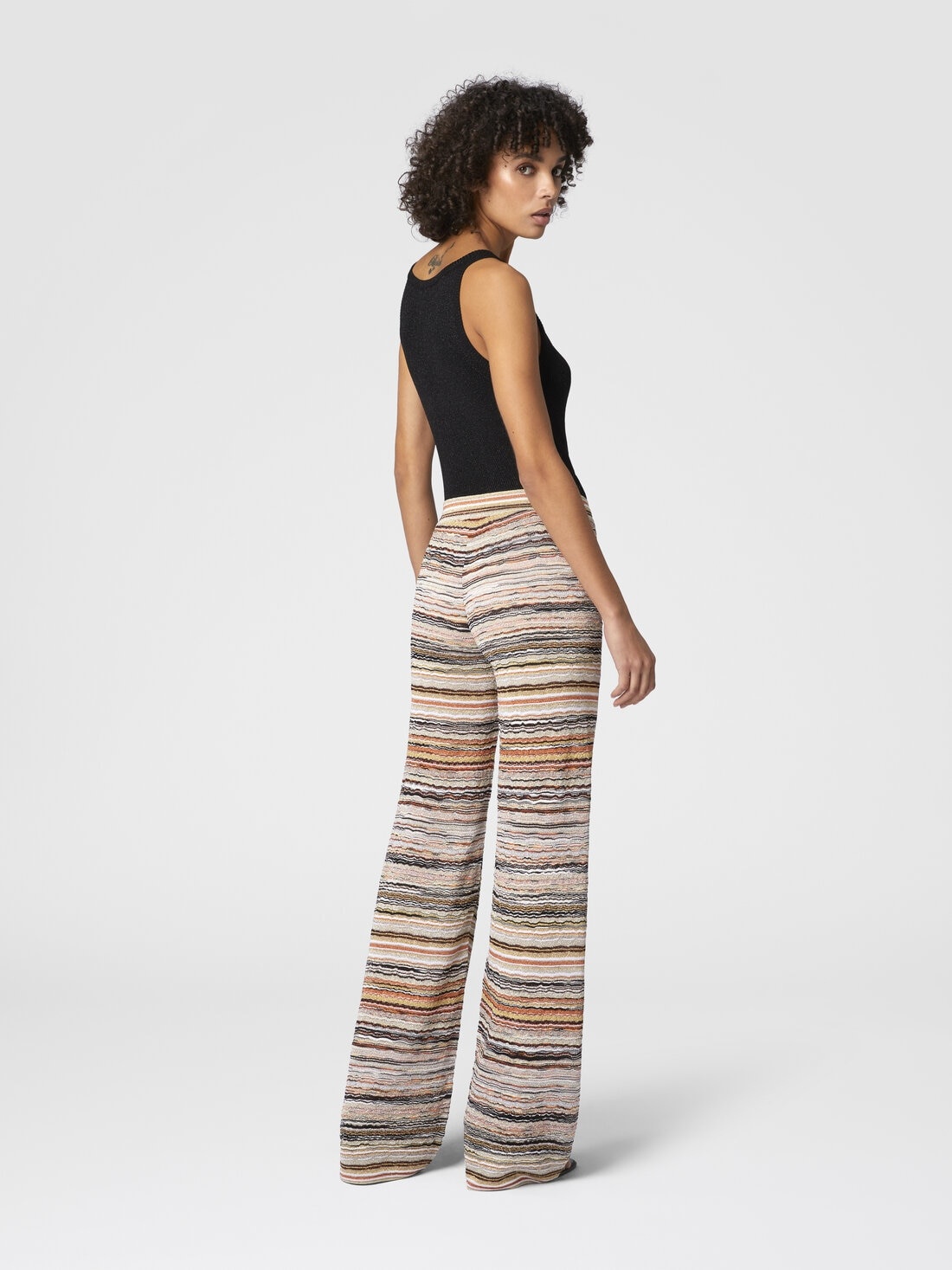 Straight trousers in lamé viscose embossed with wave pattern - 3