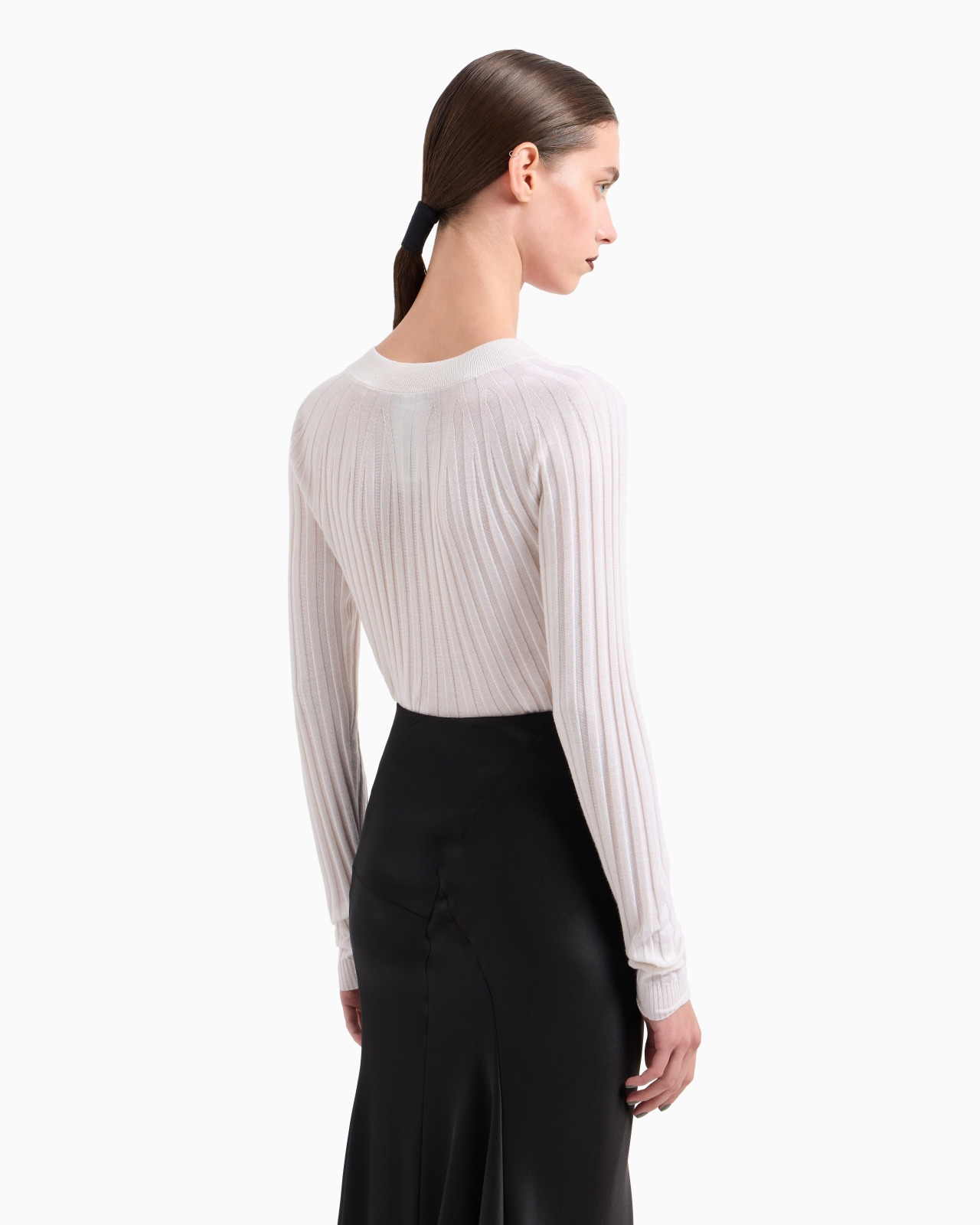 CREW-NECK RIB-KNIT JUMPER IN CASHMERE AND SILK - 3