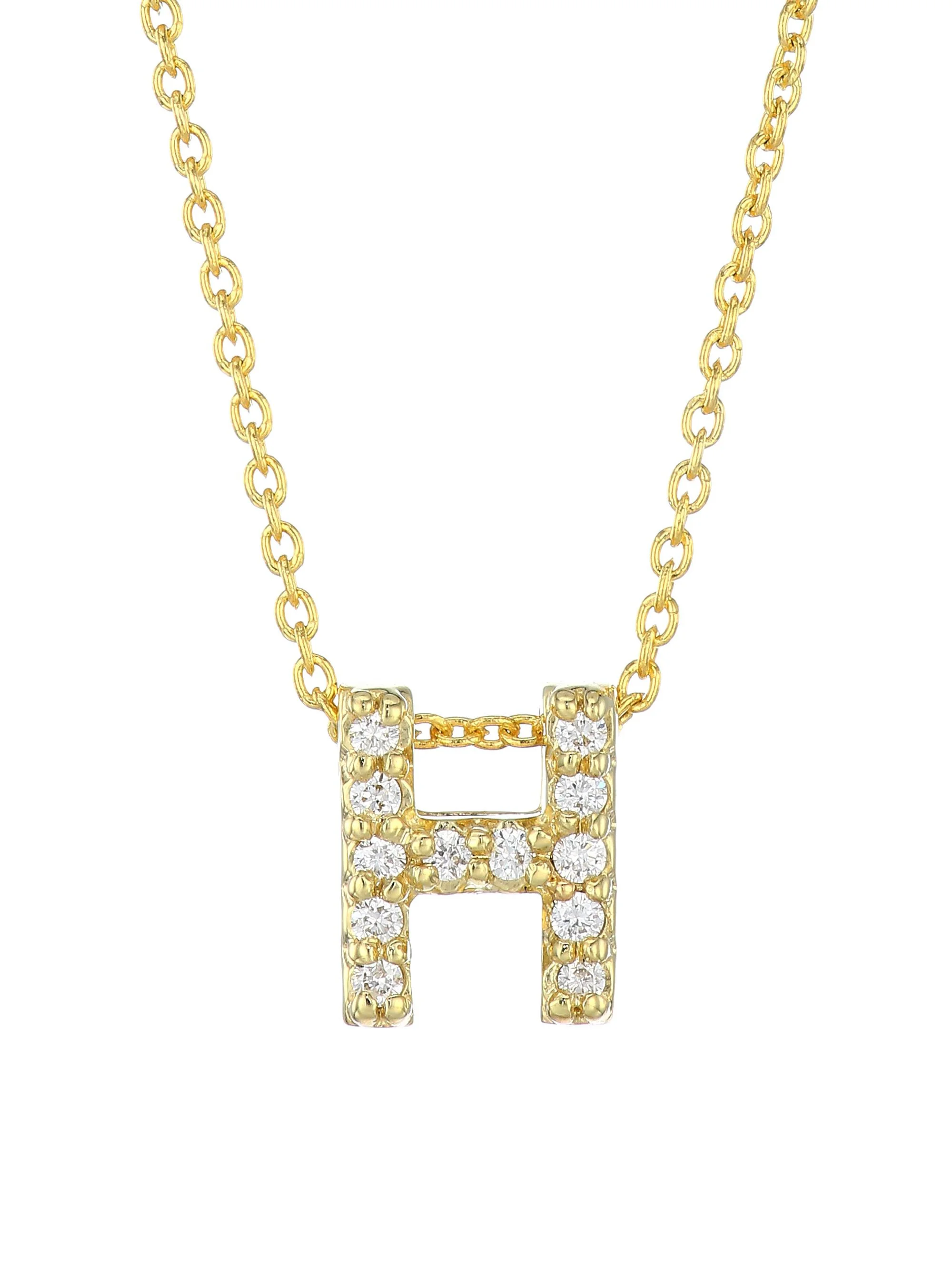 Women's Tiny Treasures Diamond & 18K Yellow Gold Initial Necklace - Initial H - 1