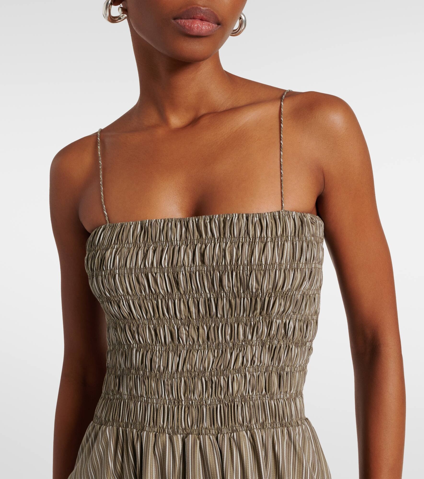 Lida pinstripe shirred cotton maxi dress - 4