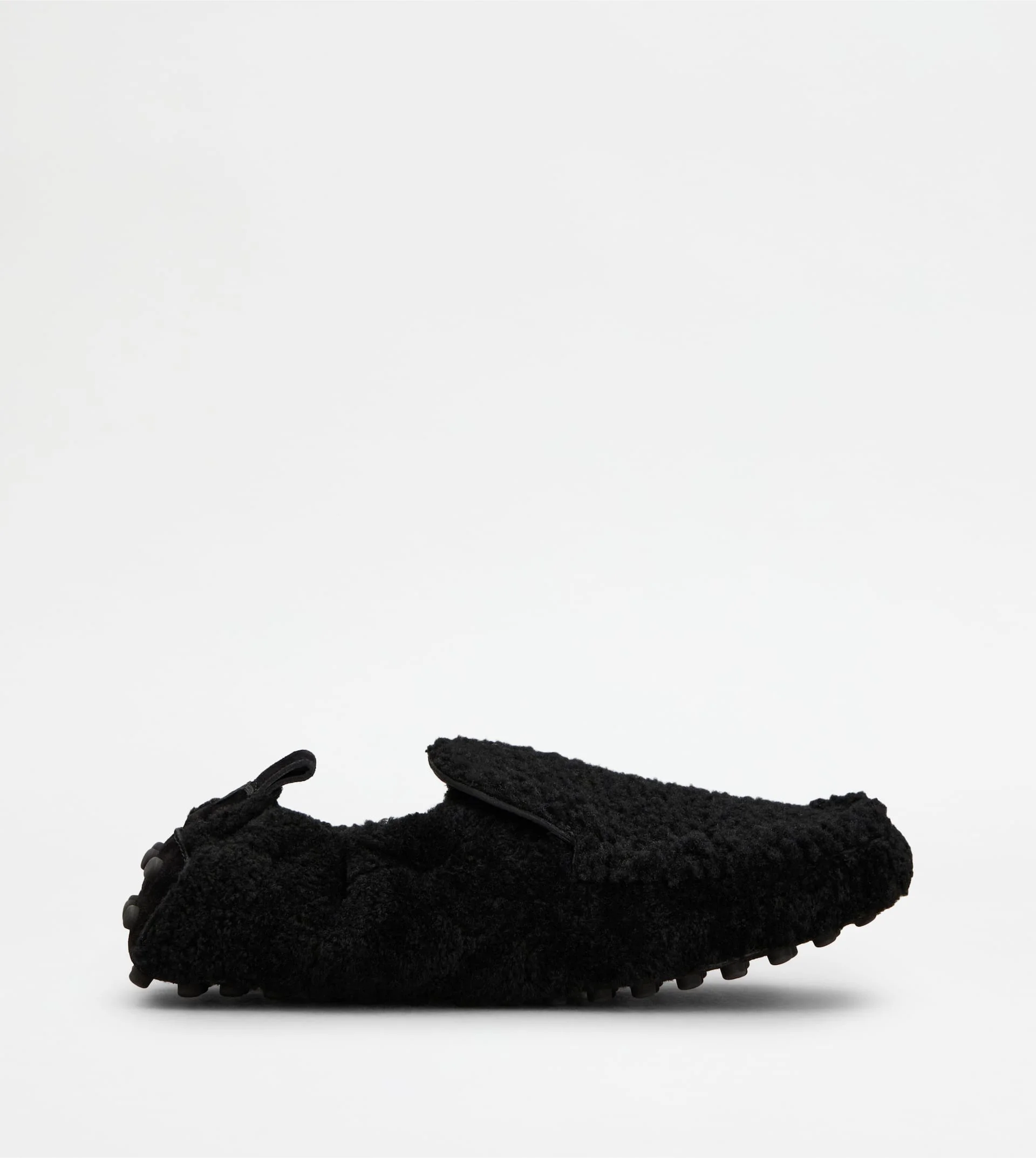 GLOVE GOMMINO LOAFERS IN SHEARLING - BLACK - 1