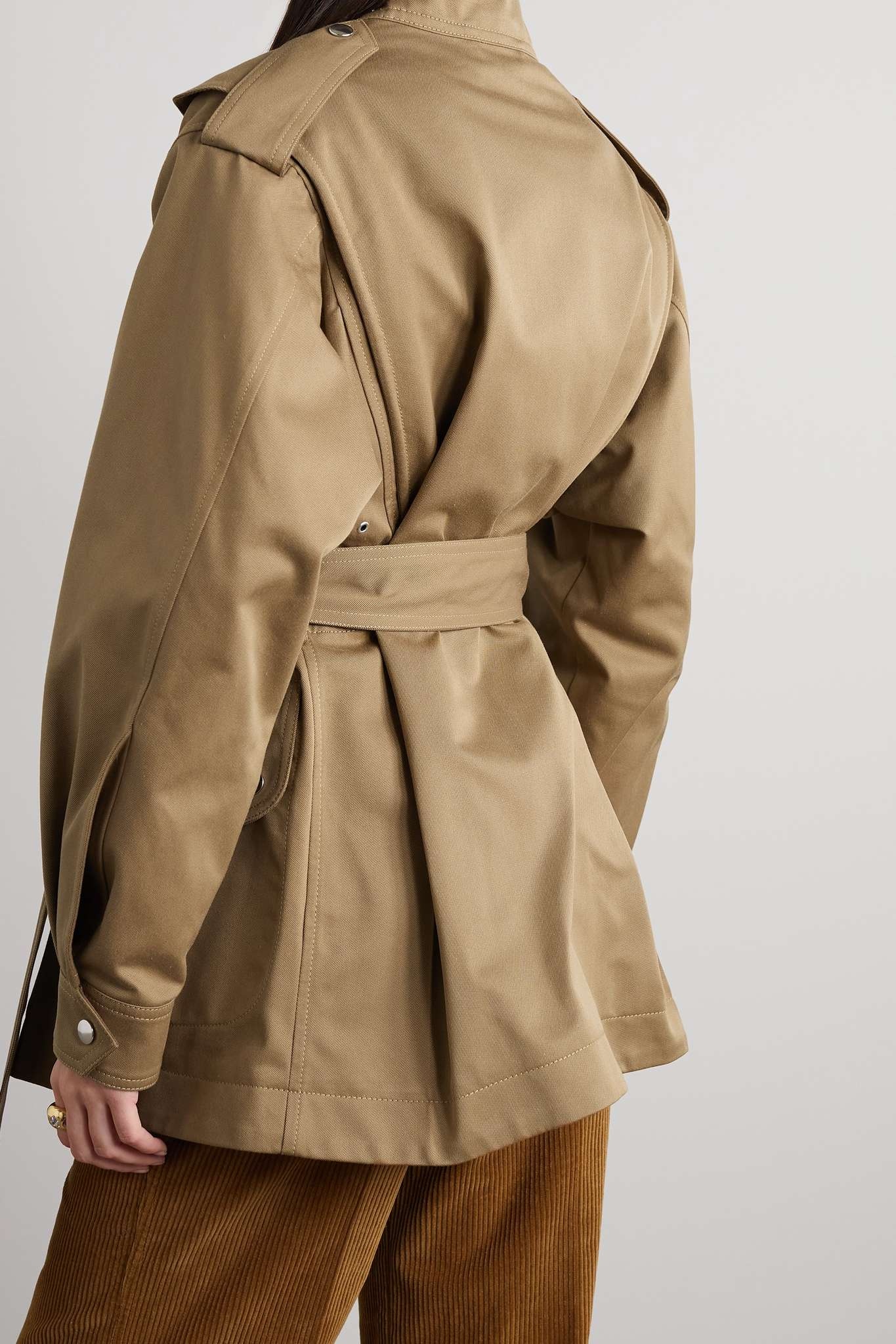 Belted cotton-blend twill trench coat - 4