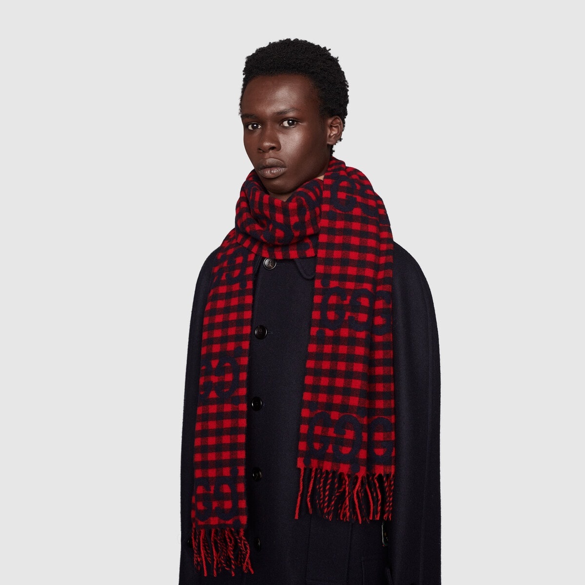 GG jacquard wool scarf - 3