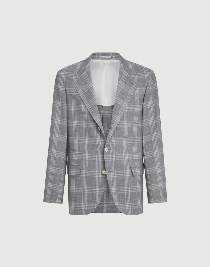 Wool, silk and linen tartan deconstructed blazer 1