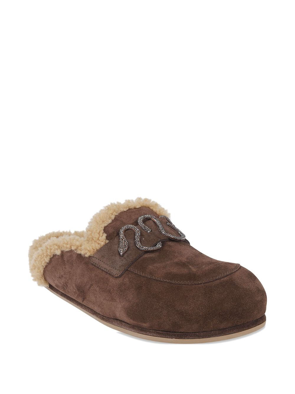 embellished shearling mules - 2