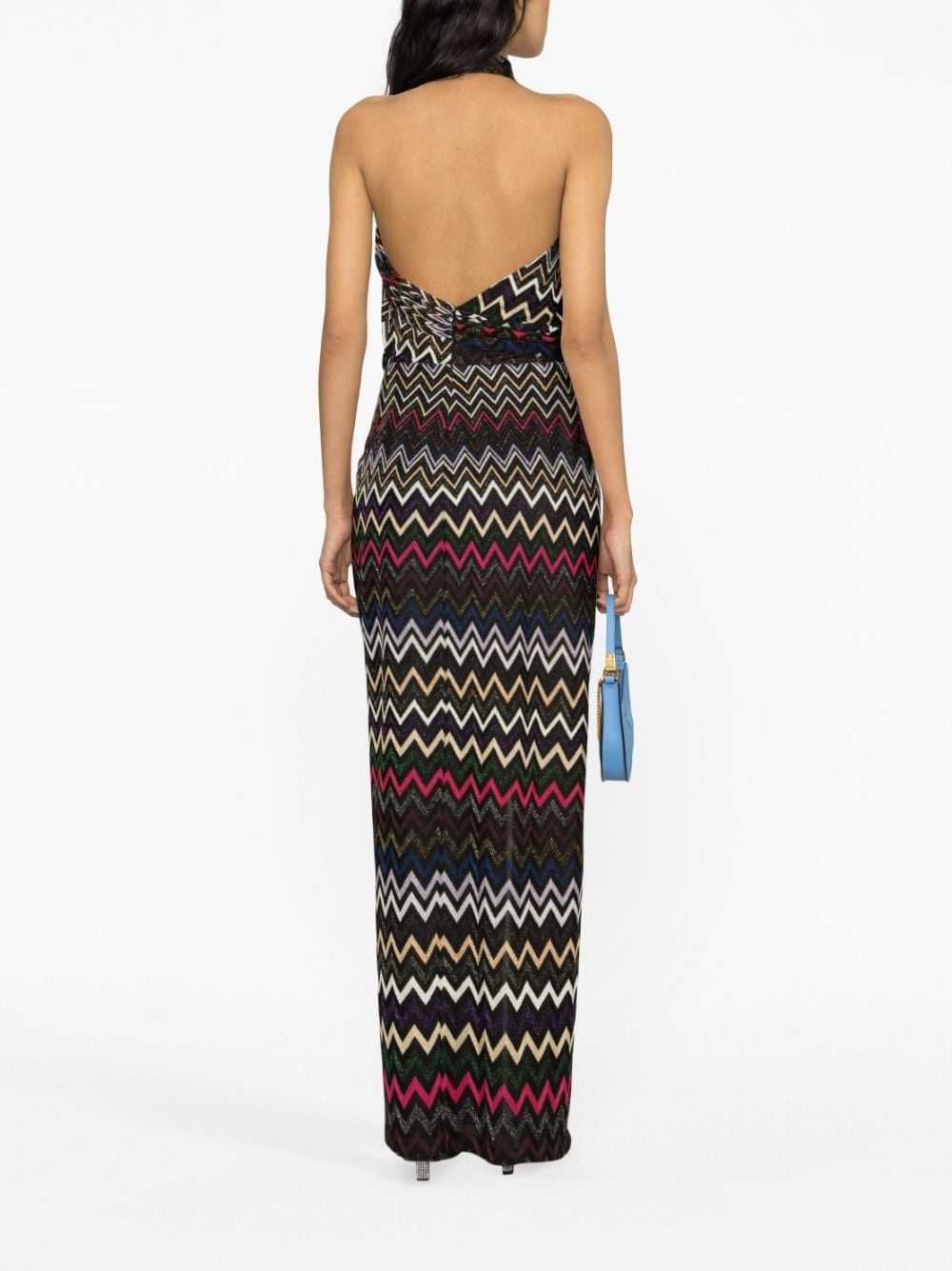zigzag halterneck maxi dress - 3