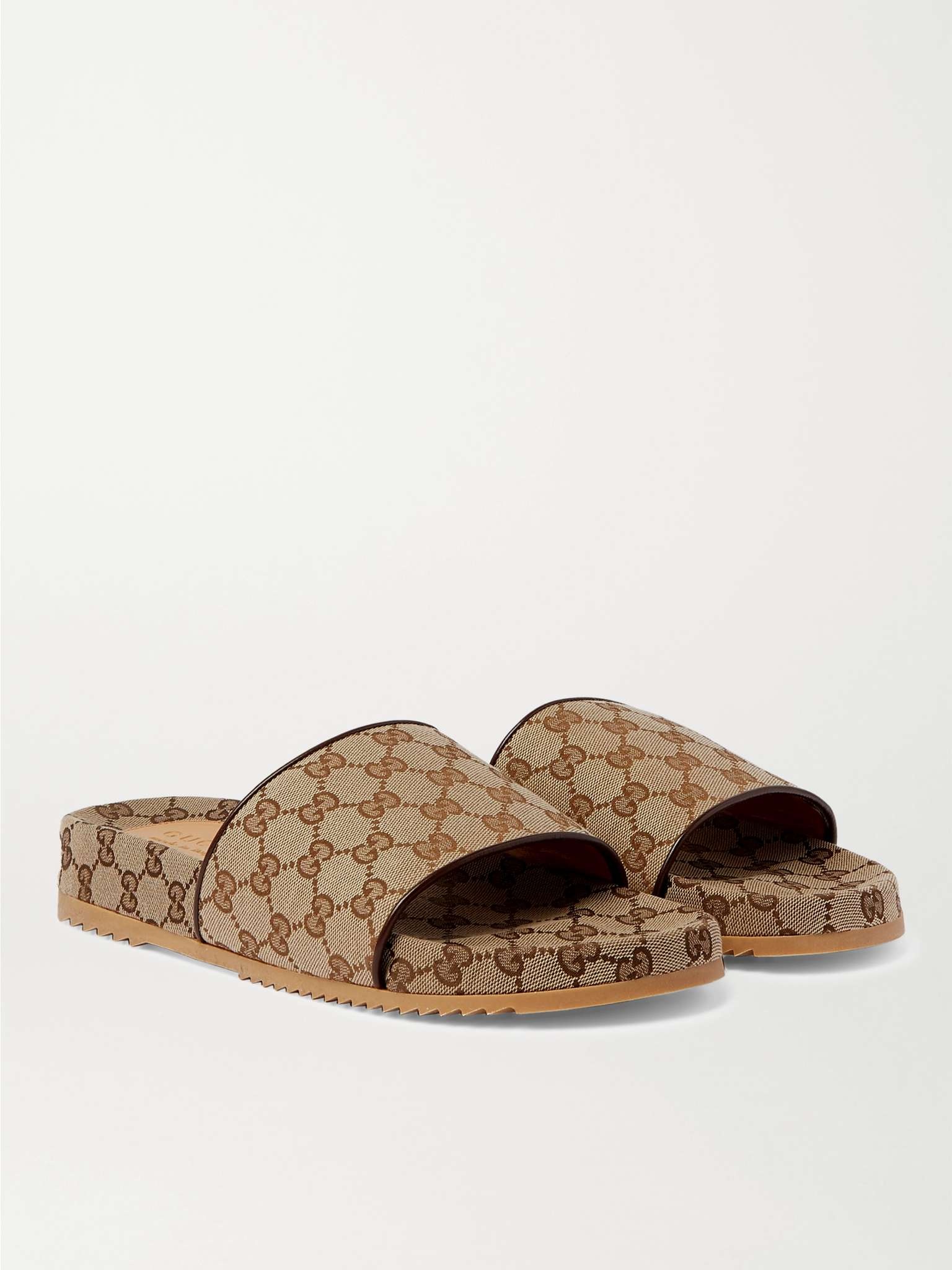 Authentic Gucci Mens GG Monogram Canvas Crisscross Slide Sandals Leather US 12 Gucci Web Criss Cross Slide Sandals- Made in | Mercari main image 2