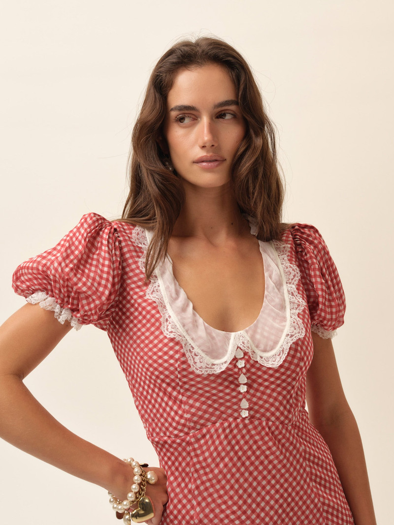 For Love & Lemons Bradford Gingham Maxi Dress outlook