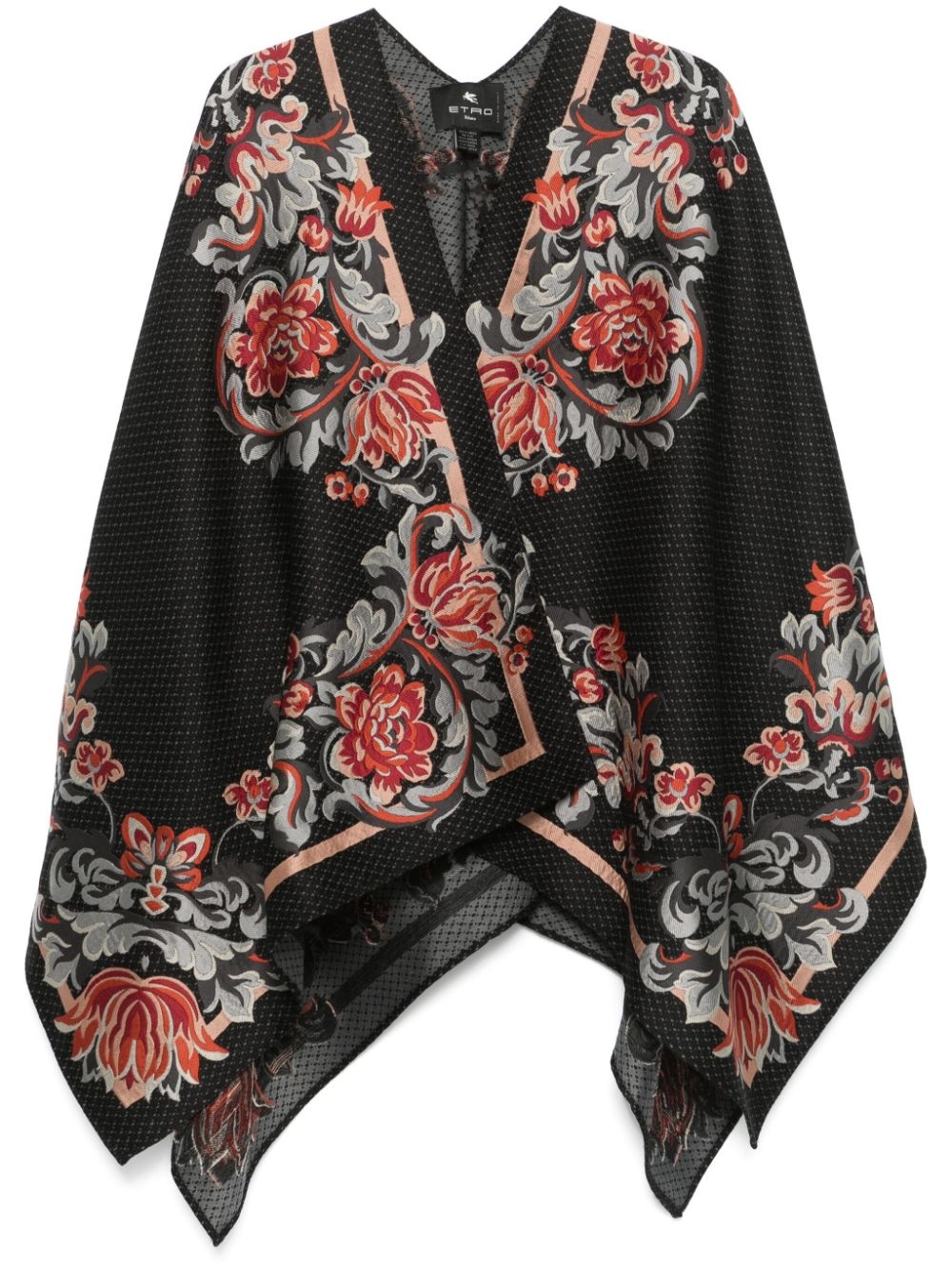 floral-embroidery cape - 1