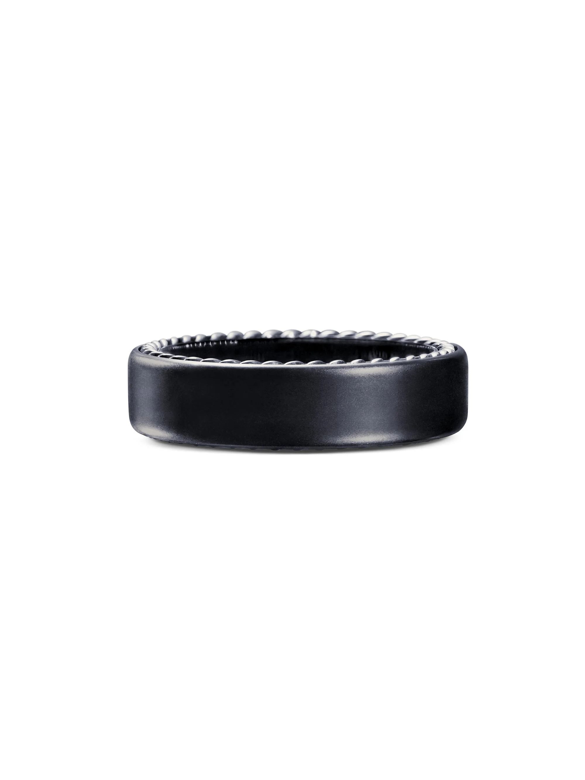 Men's Streamline Band Ring in Black Titanium, 6mm - Black - 1