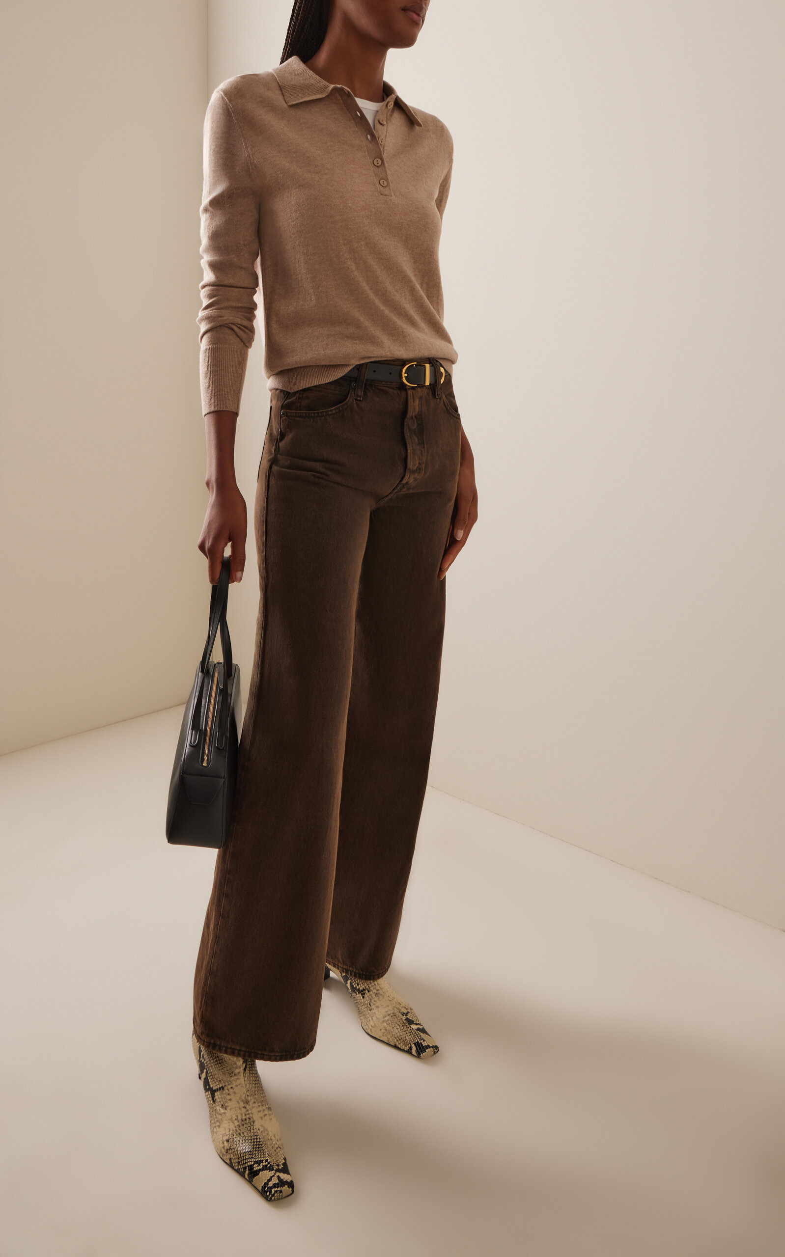 The Collegiate Rigid High-Rise Wide-Leg Jeans brown - 2