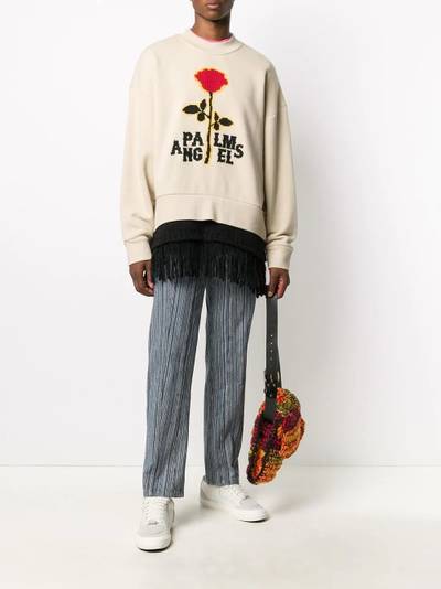 Palm Angels embroidered logo fringed sweatshirt outlook