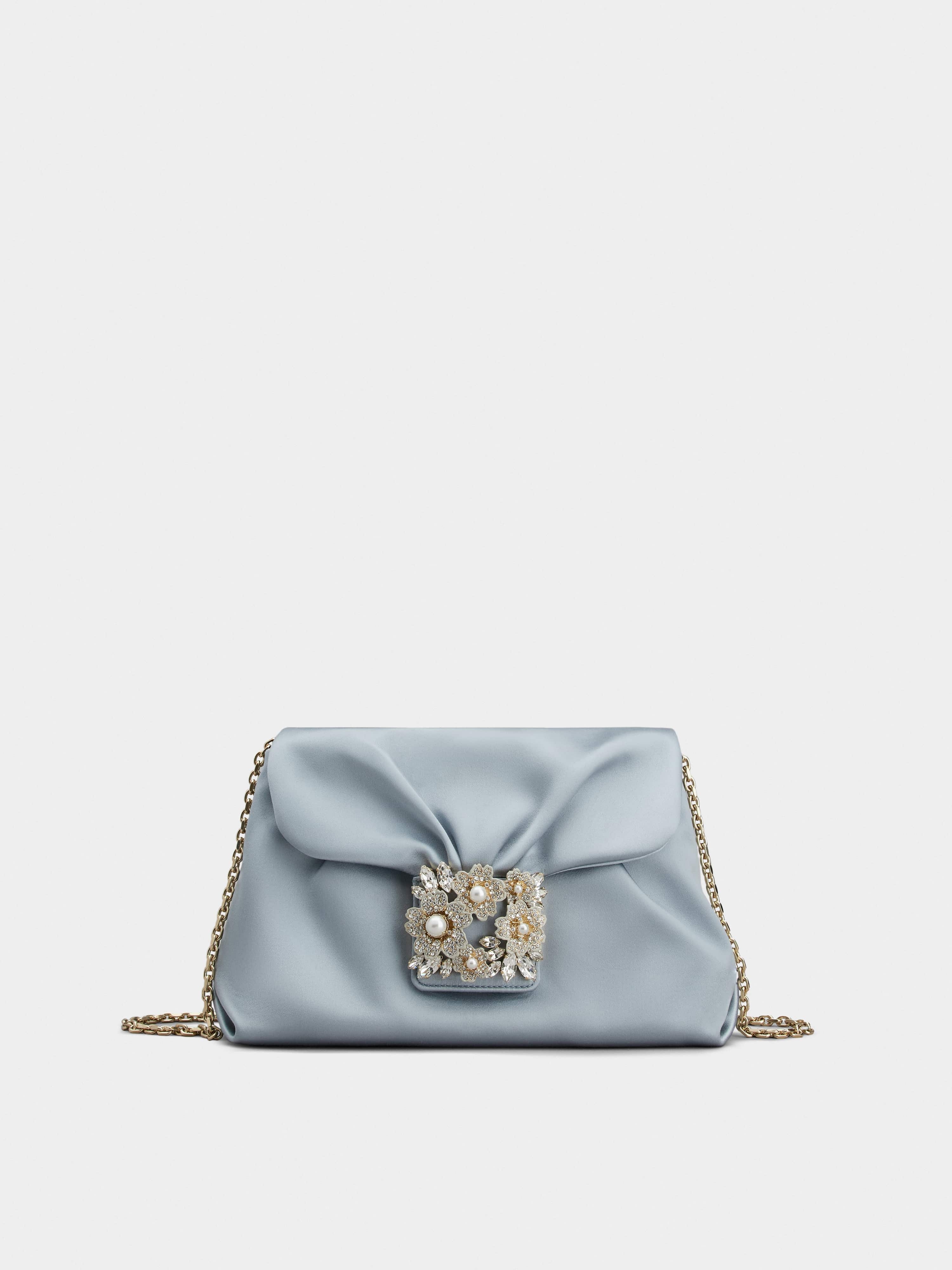 RV Drapé Bouquet Pearl Strass Buckle Mini Bag in Satin - 1