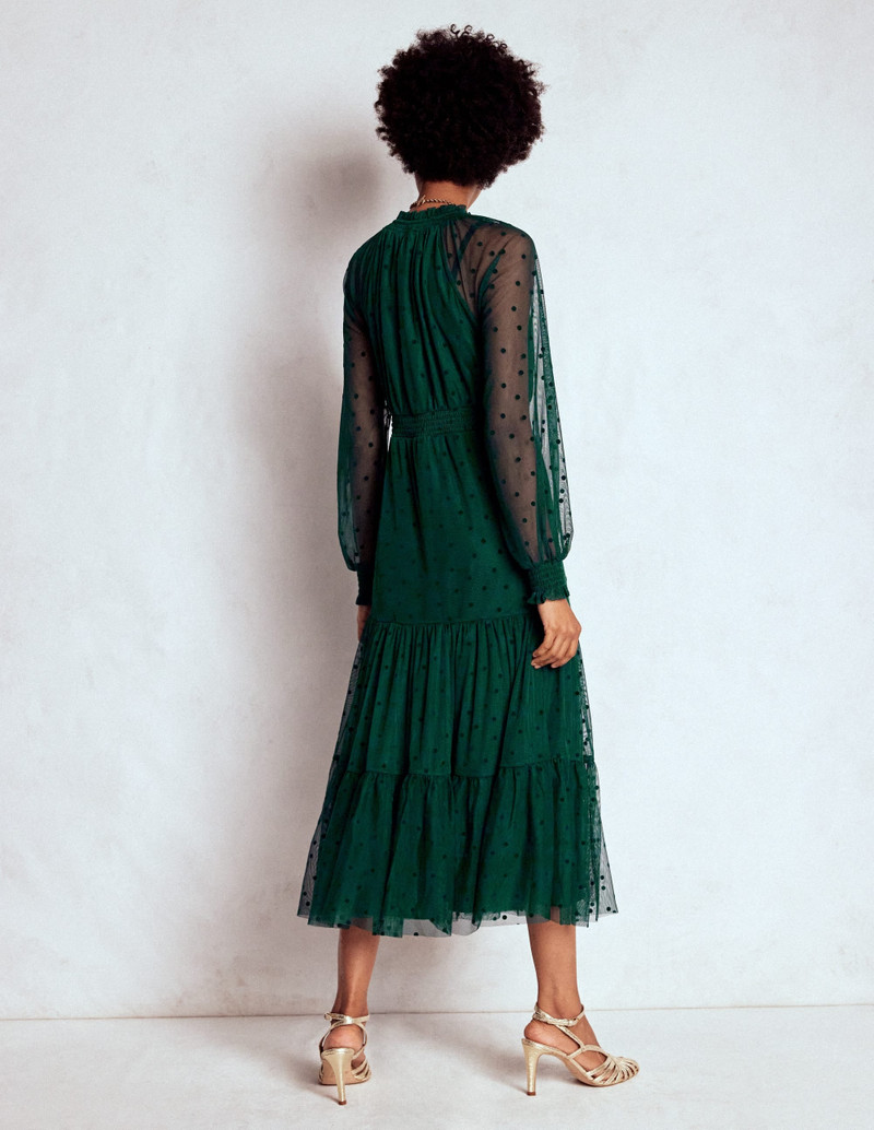 Lucille Tulle Midi Dress-Emerald Night 4