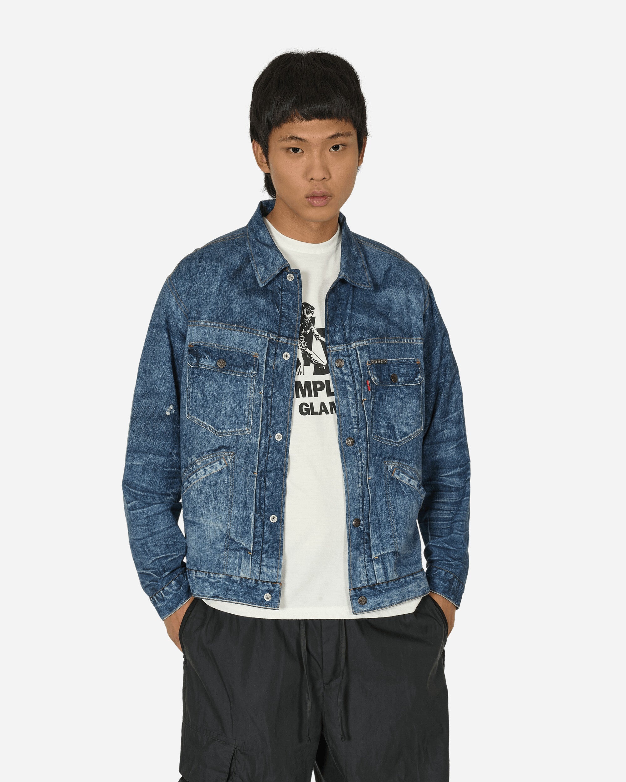 Vintage Denim Transcription Trucker Jacket Indigo - 1