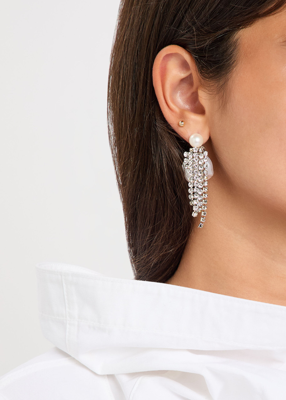 Completedworks Embellished Pearl and Rhodium-plated Drop Earrings - 3