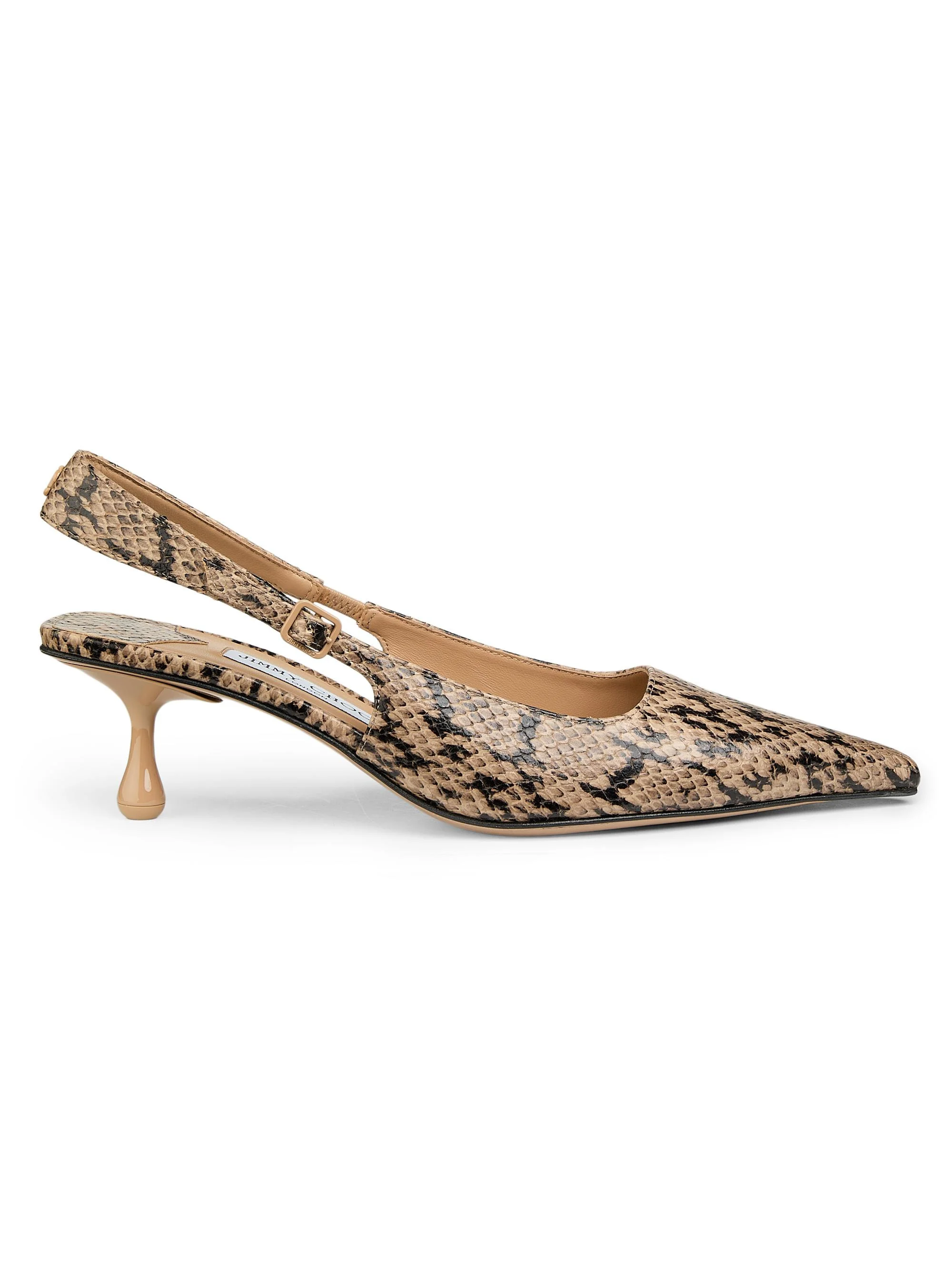 Women's Amel 50MM Snakeskin-Print Leather Slingback Pumps - Chai - 1