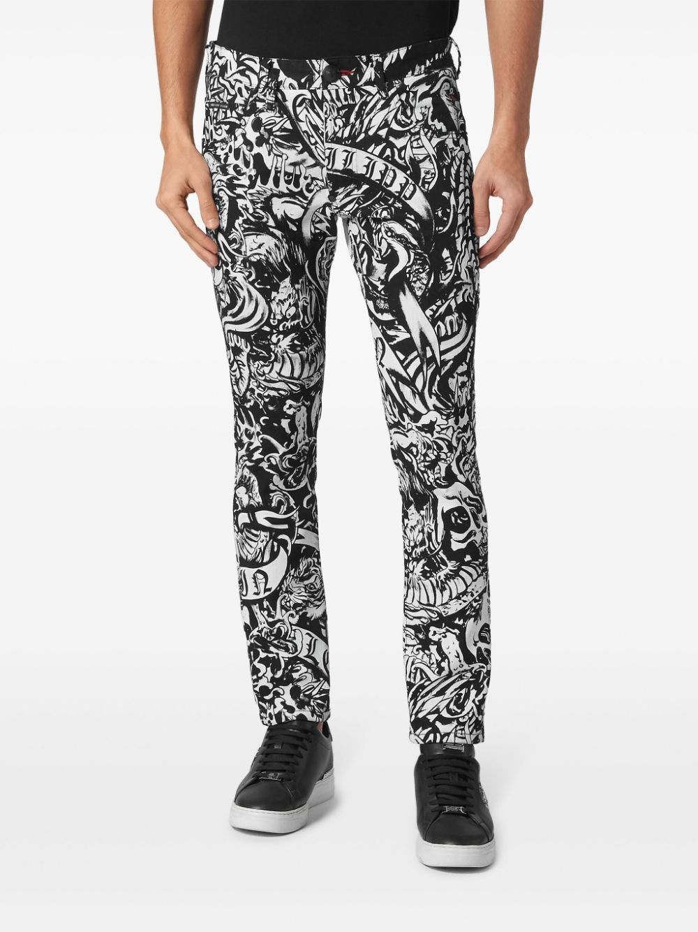 tattoo-print skinny jeans - 2