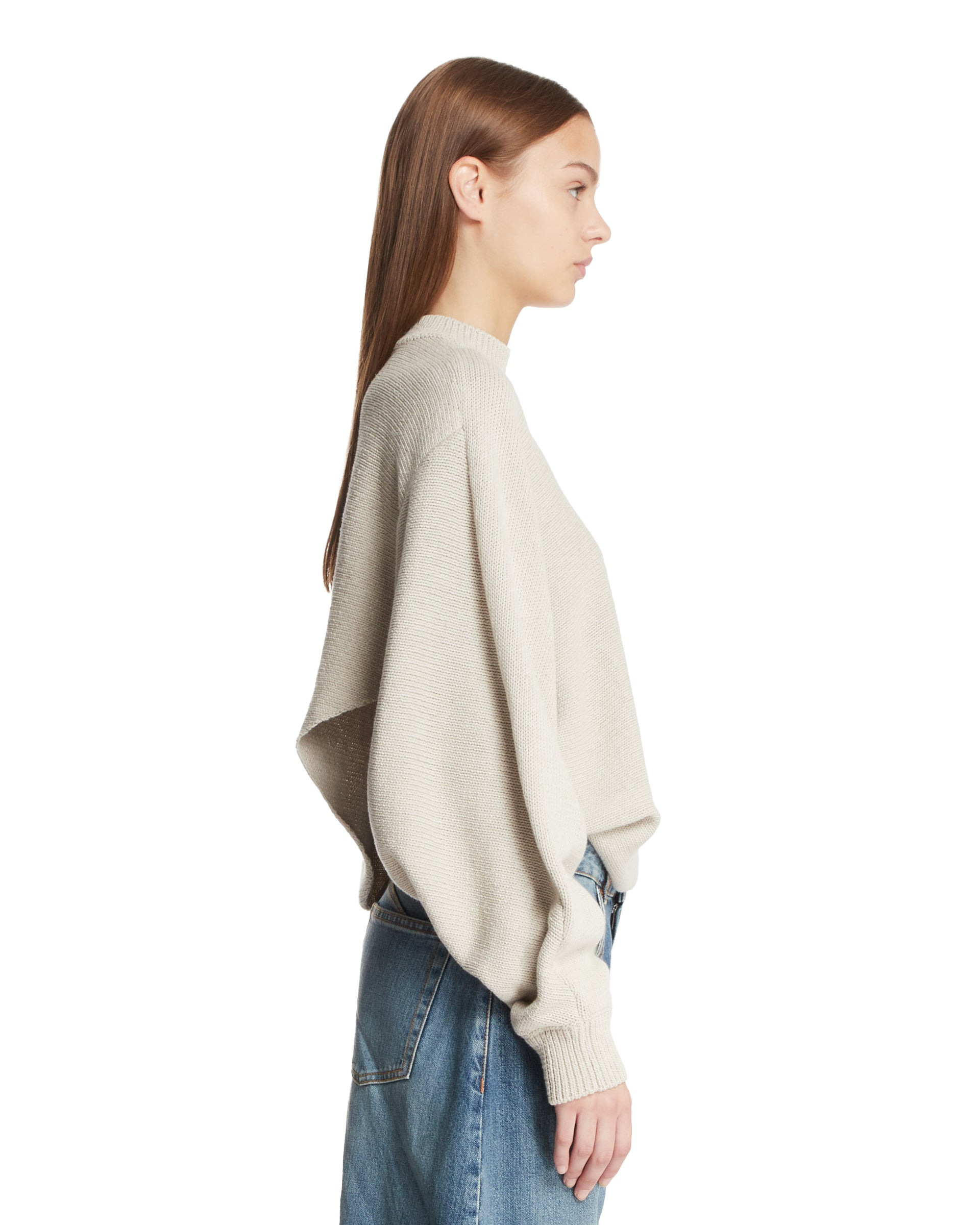 Beige Asymmetric Sweater - 5