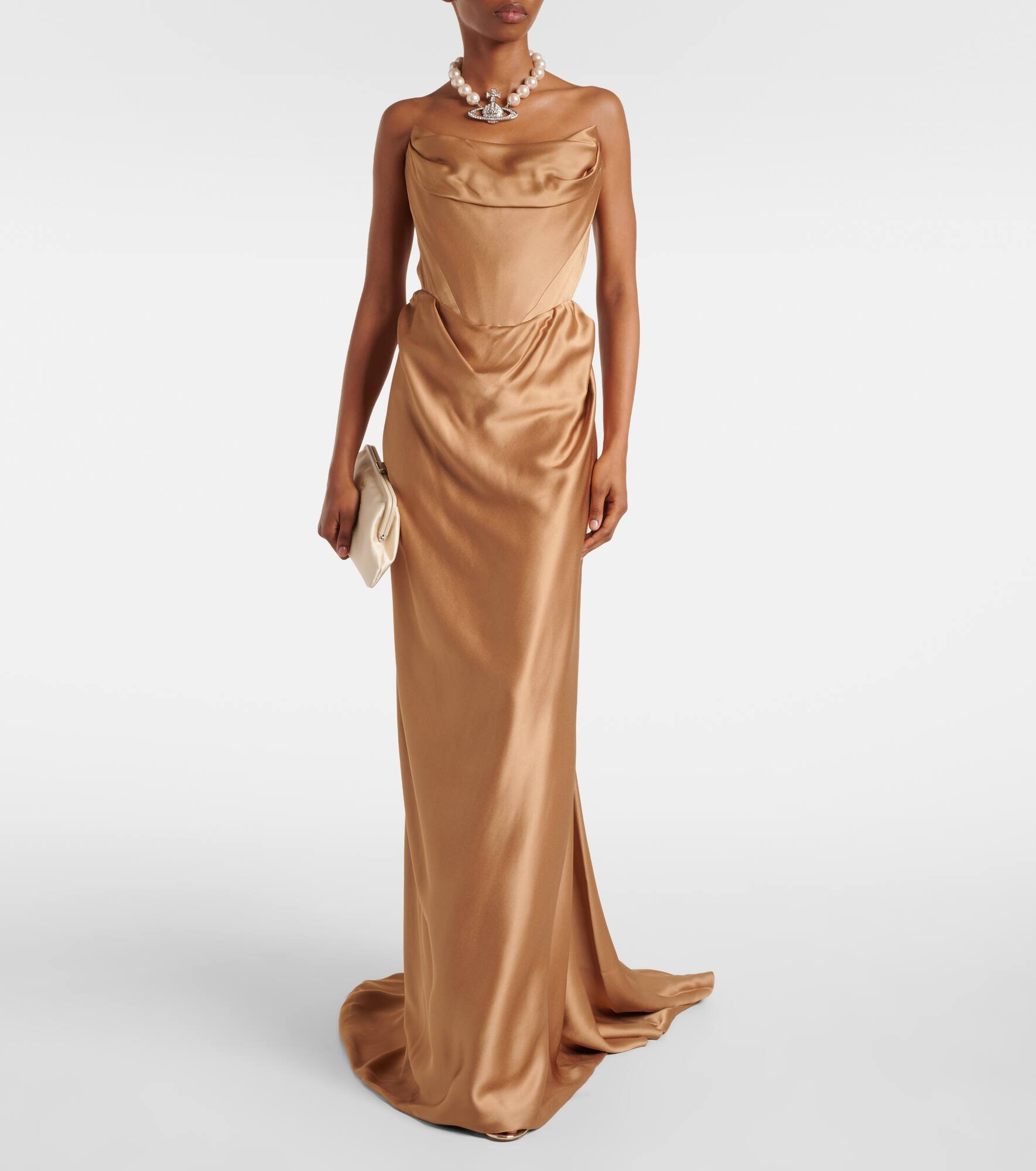 Galaxyno strapless satin corset gown - 2