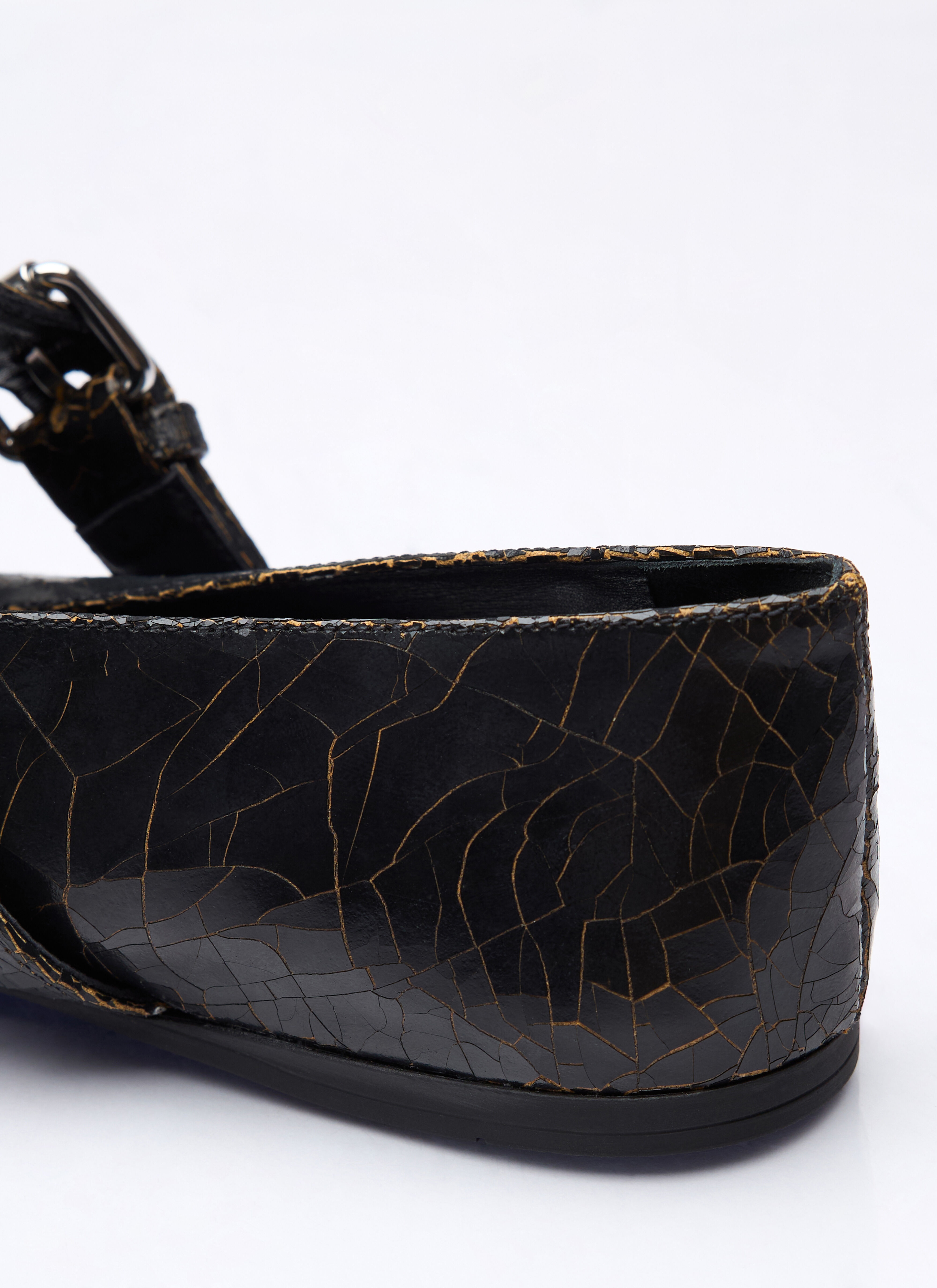 Crackled Leather Ballerina Shoes - 6