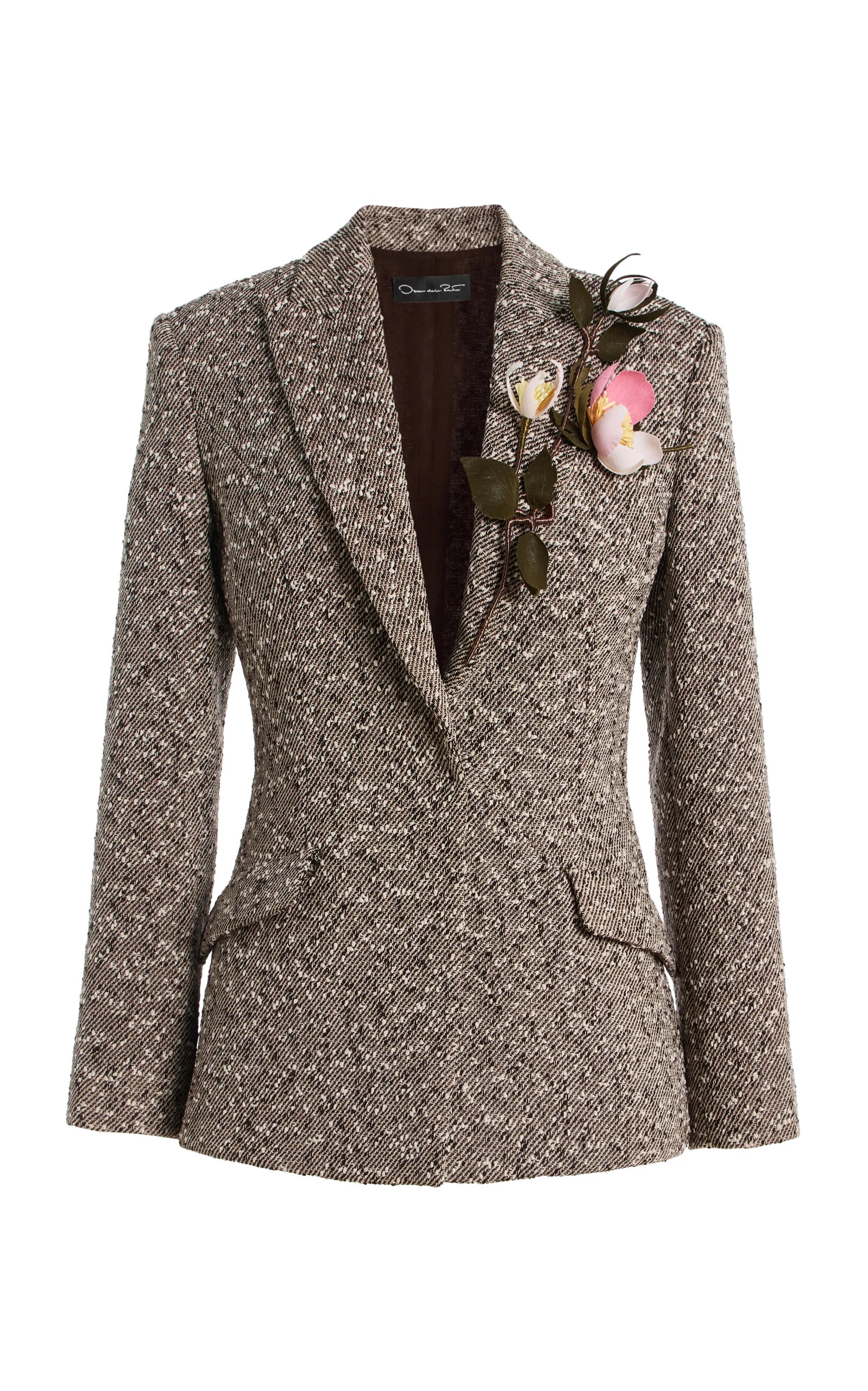 Slubby Wool-Blend Tweed Blazer brown - 1