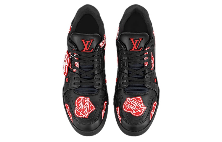 LOUIS VUITTON x Nigo Trainers 'Black with Red Logo Hearts' 1A9JAZ - 3