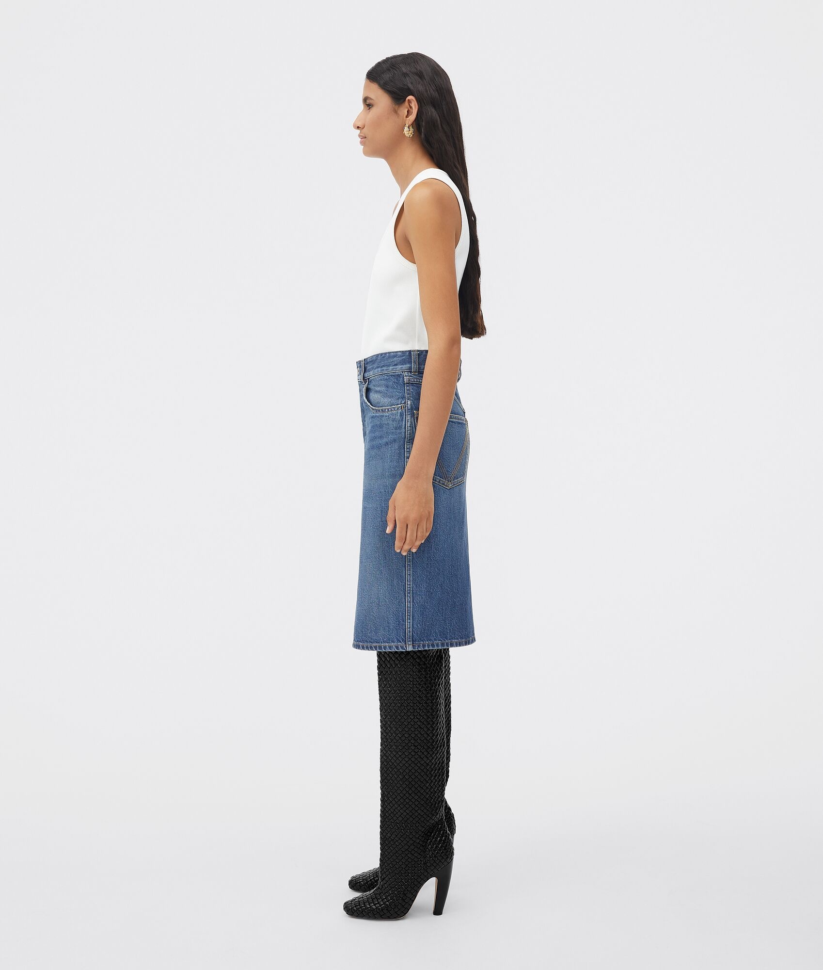 original medium washed denim skirt - 2