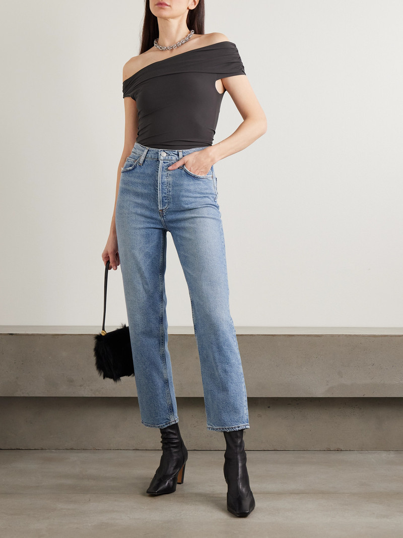 AGOLDE Sherilyn Off-the-shoulder Ruched Stretch-jersey Bodysuit outlook