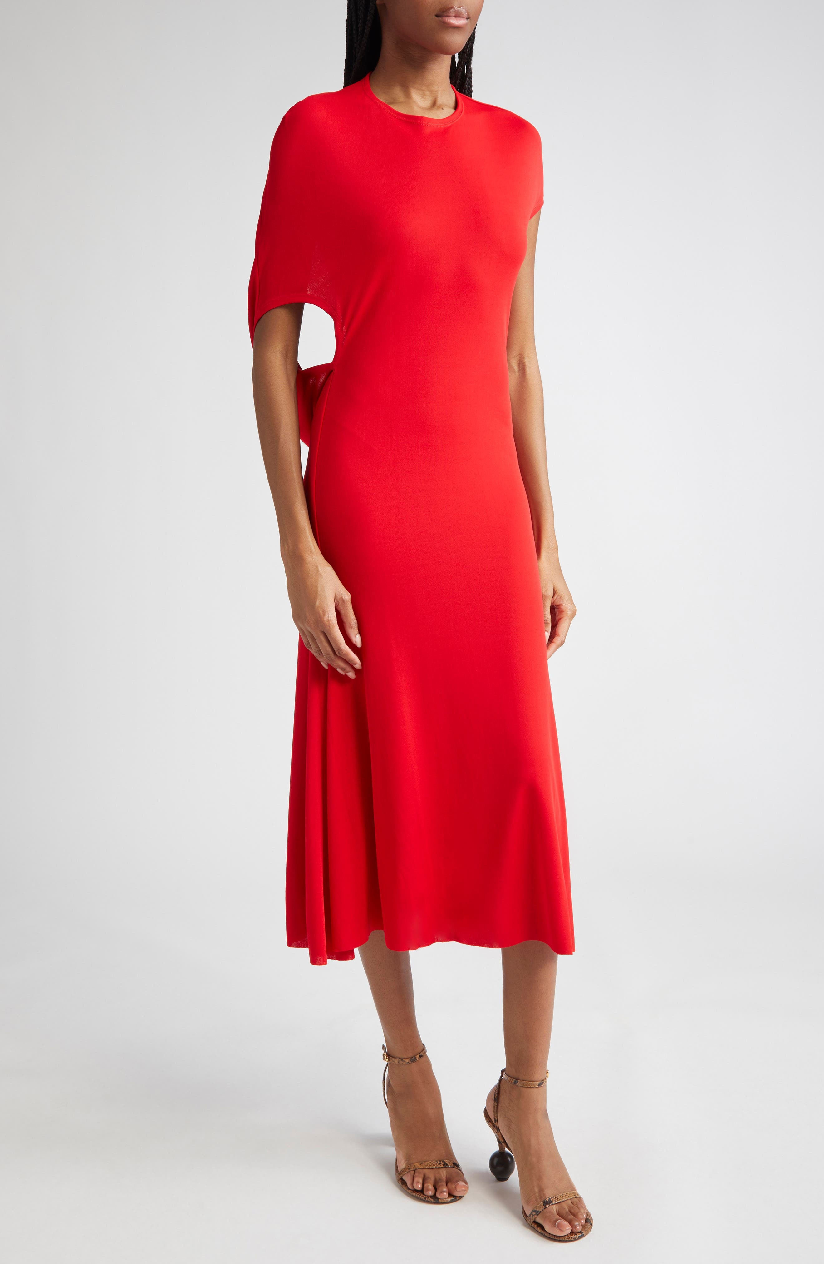 Jacquemus La Robe Salerno Asymmetric Jersey Dress in Red at Nordstrom - 4