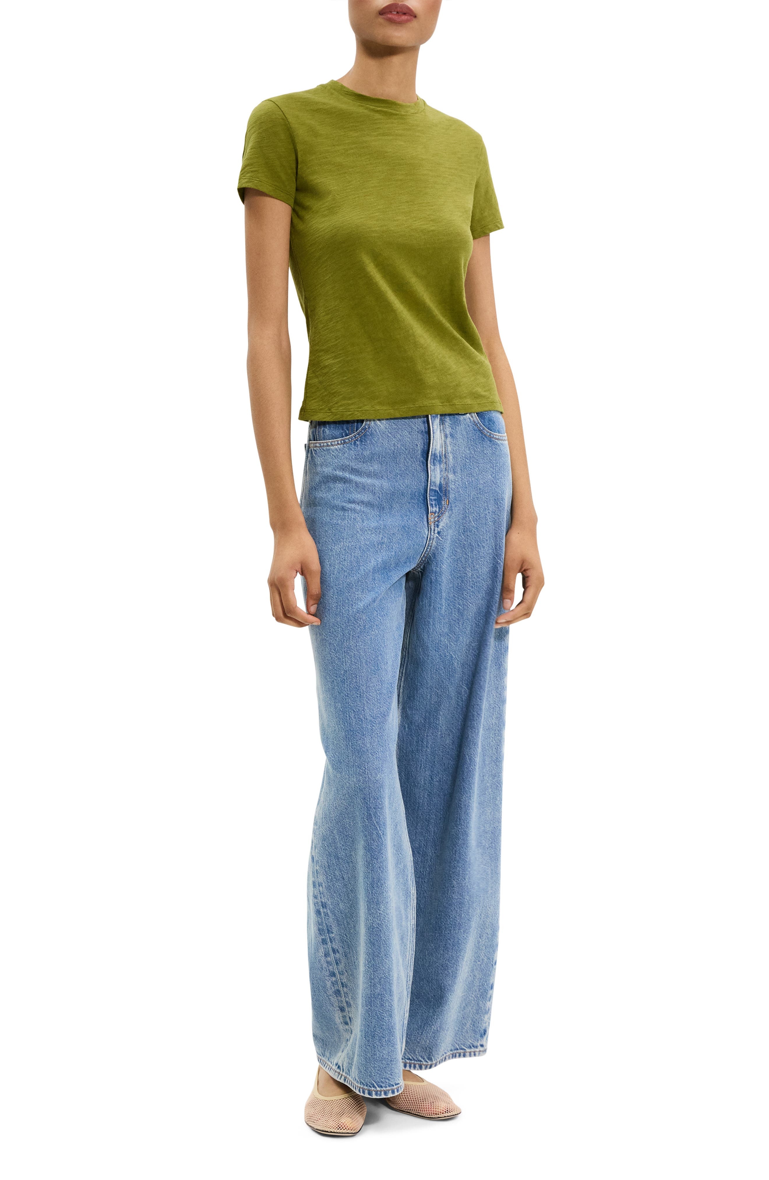 Theory 2 Nebulous Organic Cotton Tiny Tee in Avocado at Nordstrom - 8