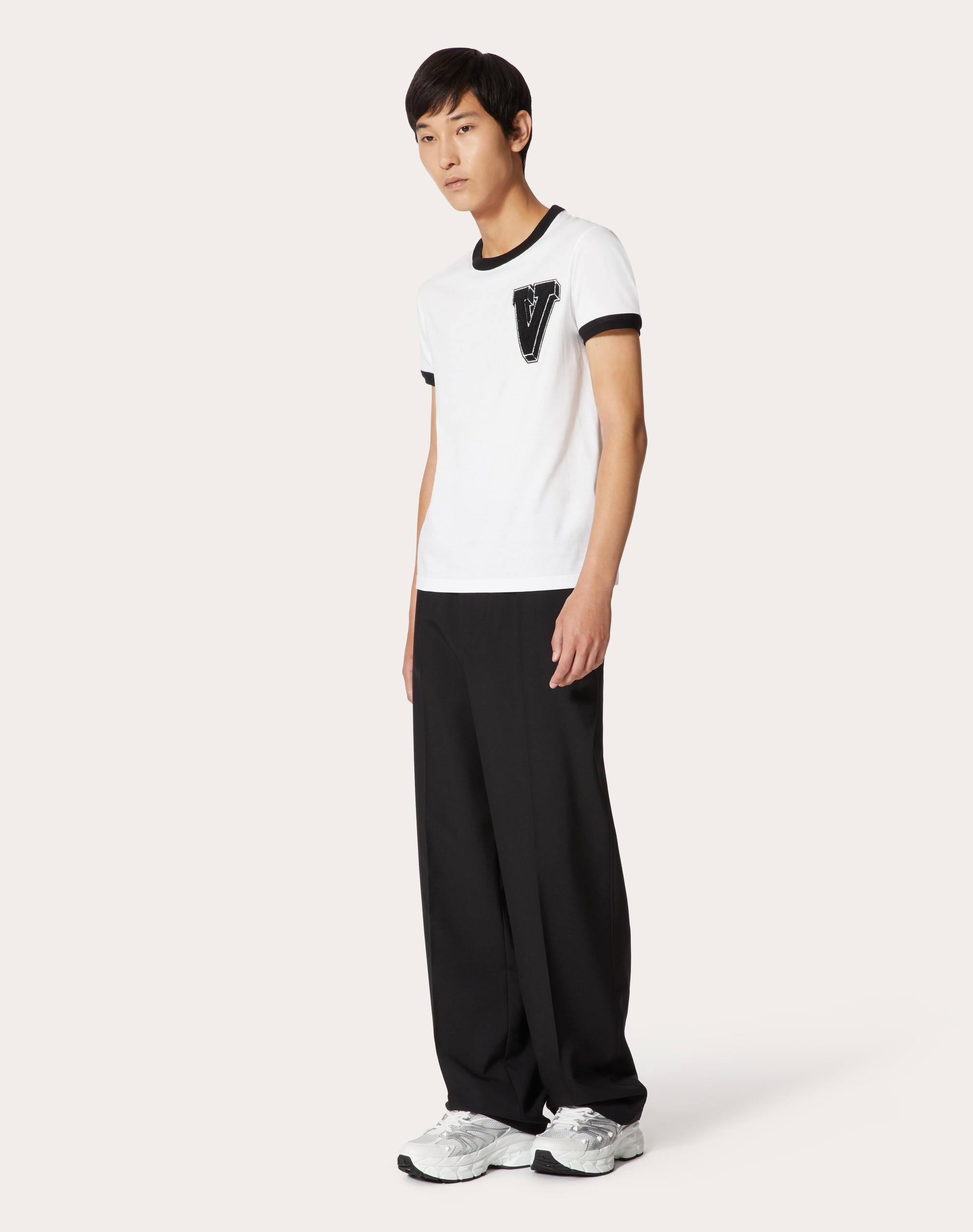 Valentino COTTON T-SHIRT WITH V-3D PATCH | REVERSIBLE