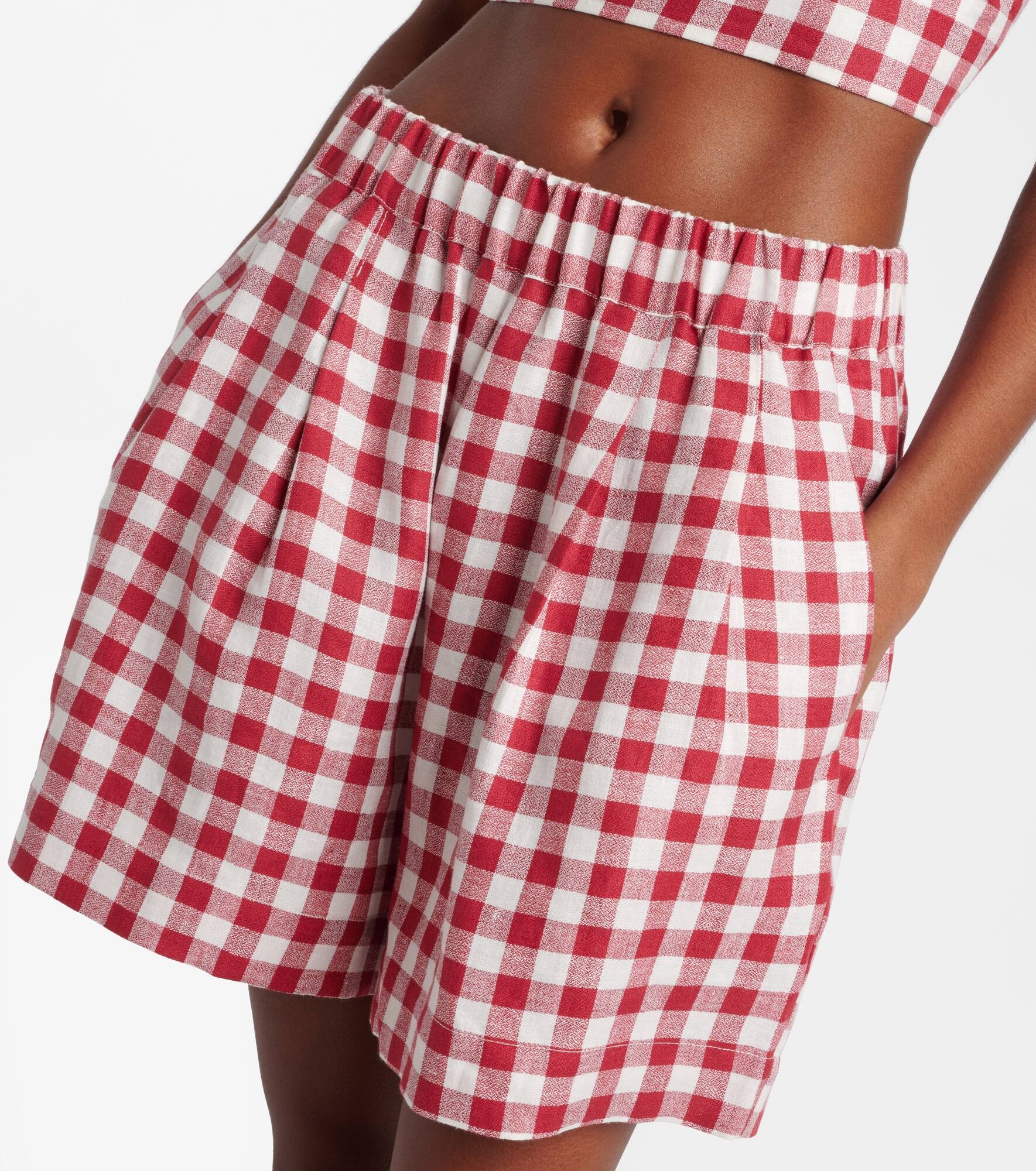 Gingham linen shorts - 4