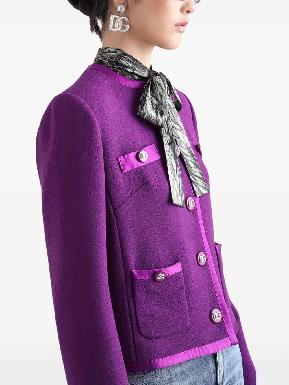 satin-trim blazer - 4