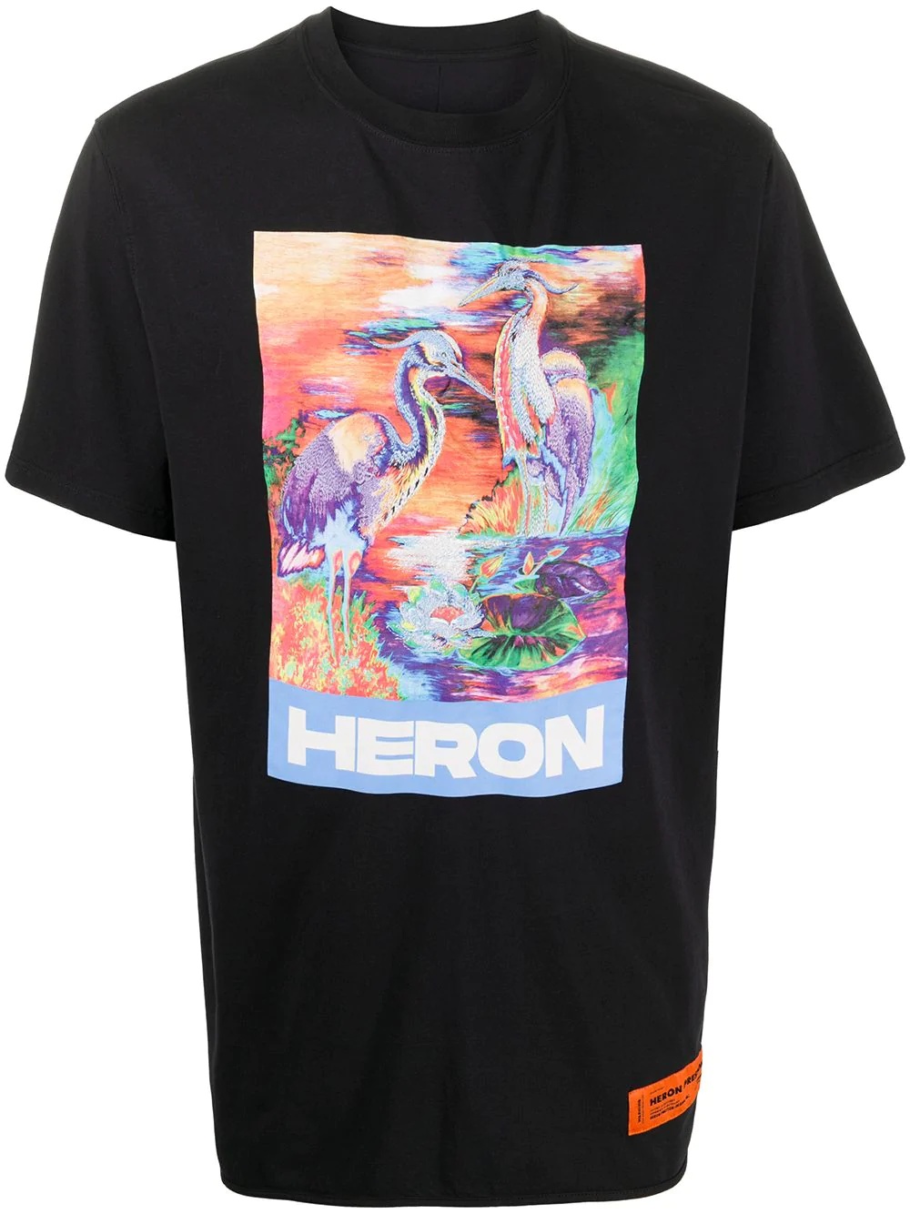 crew neck heron print T-shirt - 1